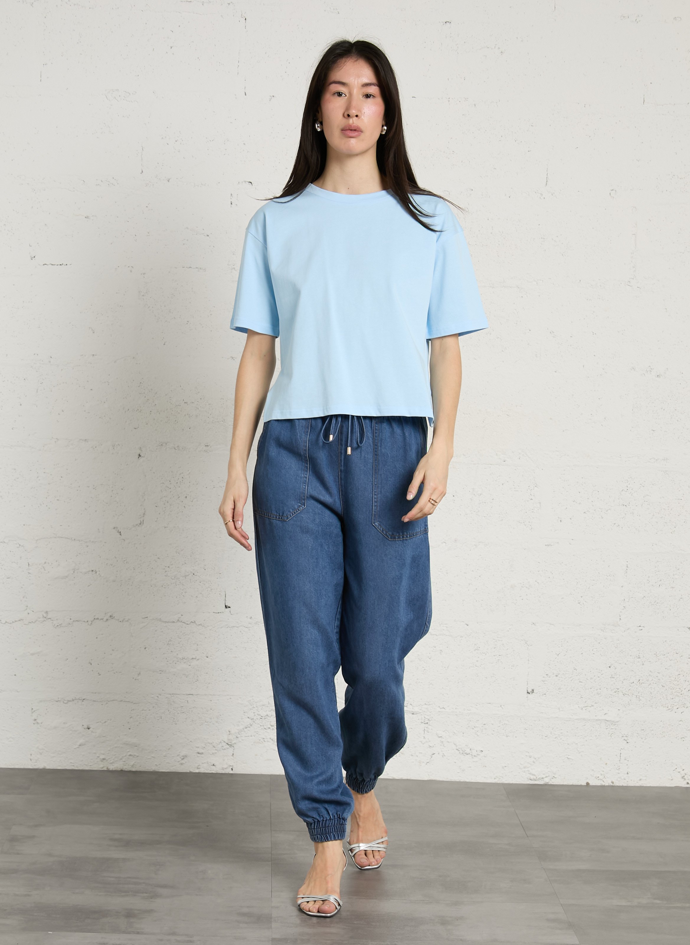 Organic cotton crop top SUNCOO Blue