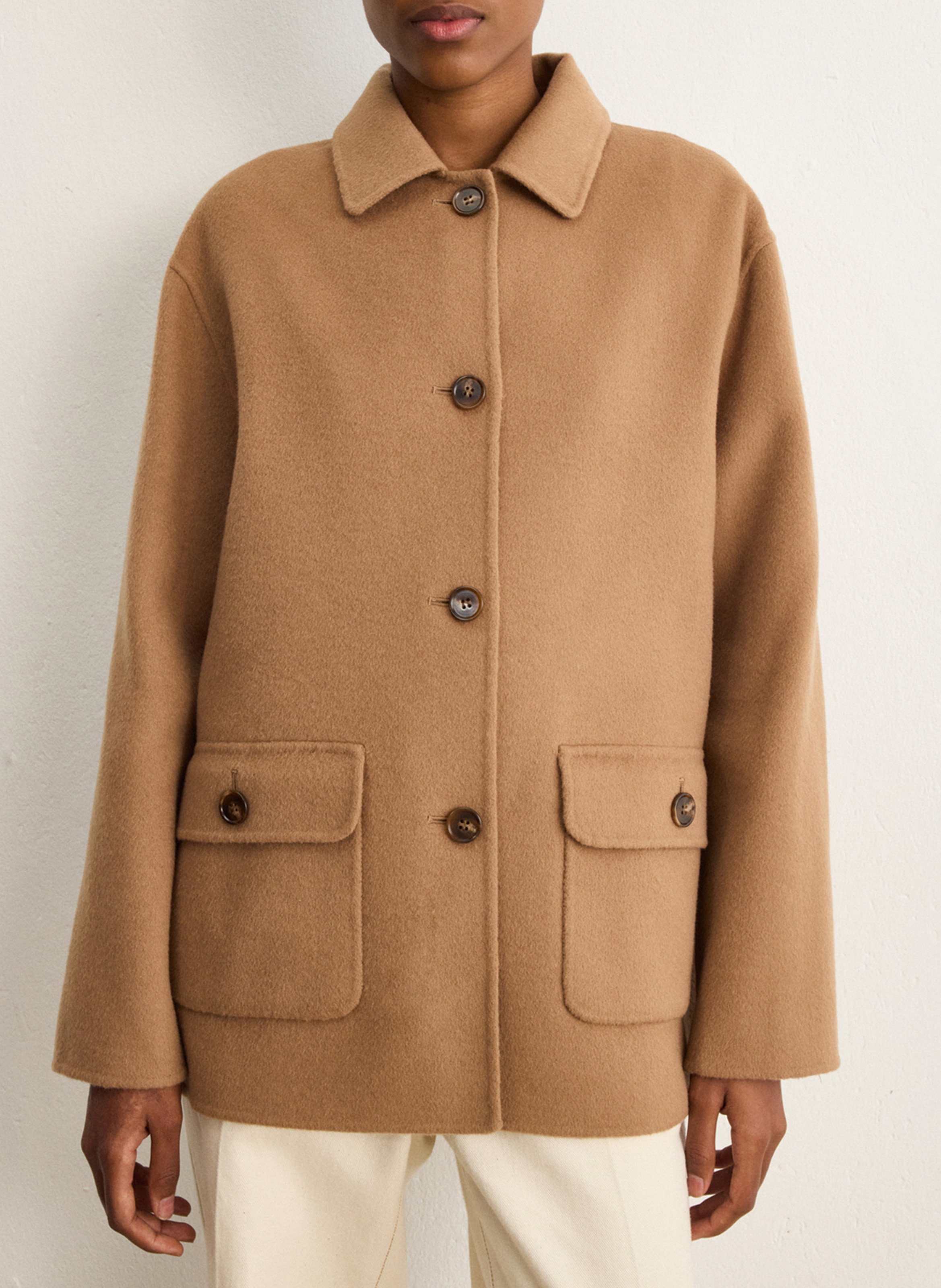 Manteau en laine col classique PABLO Marron