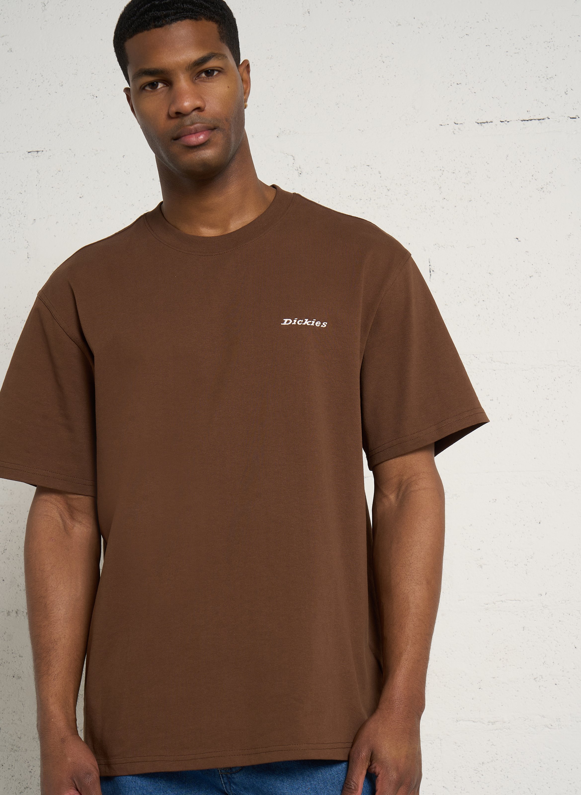 Ruimvallend, katoenen T-shirt met ronde hals en borduursel DICKIES