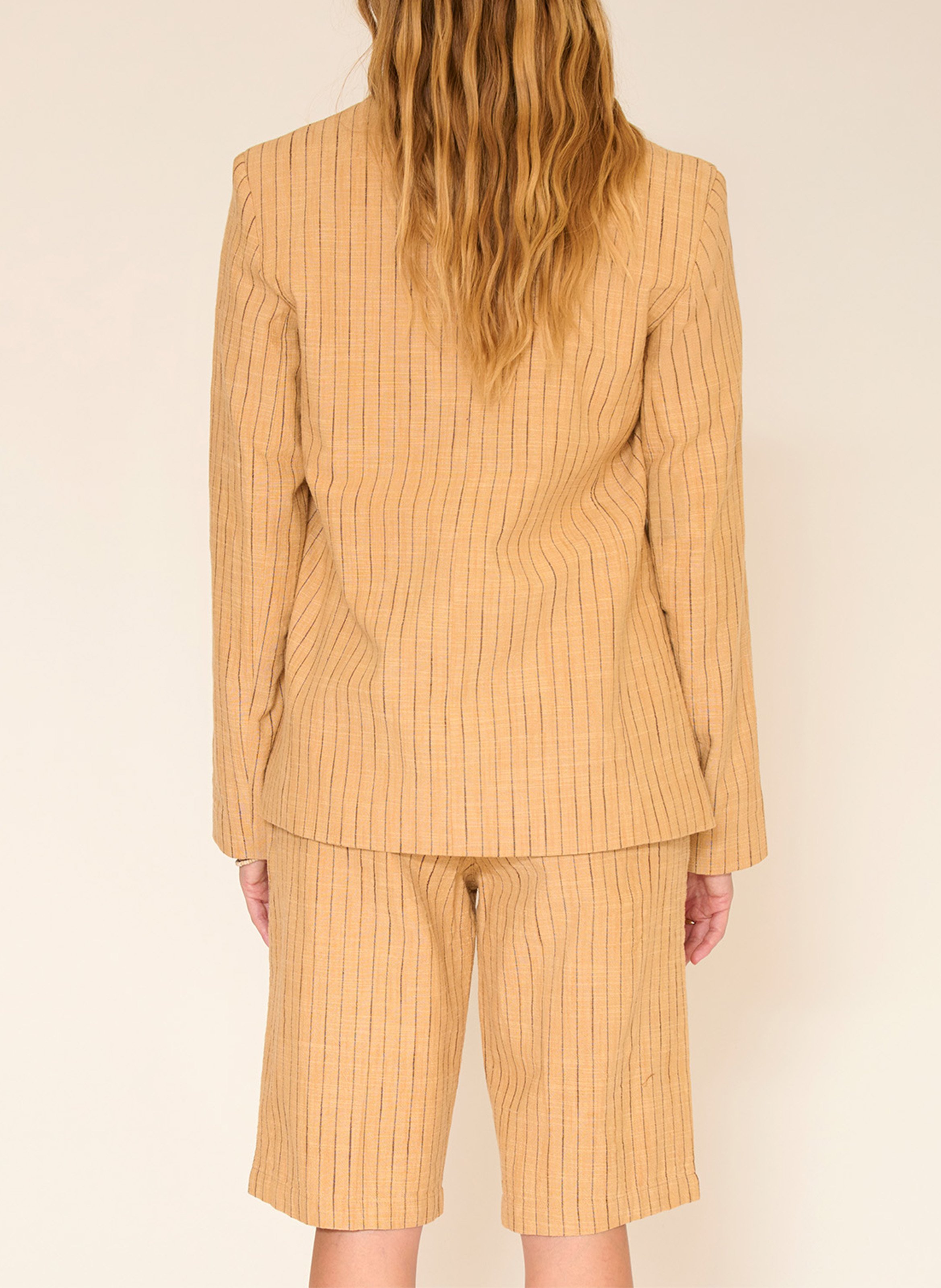 Gerade geschnittene Blazer mit Reverskragen und Streifen aus Baumwolle. MKT Braun