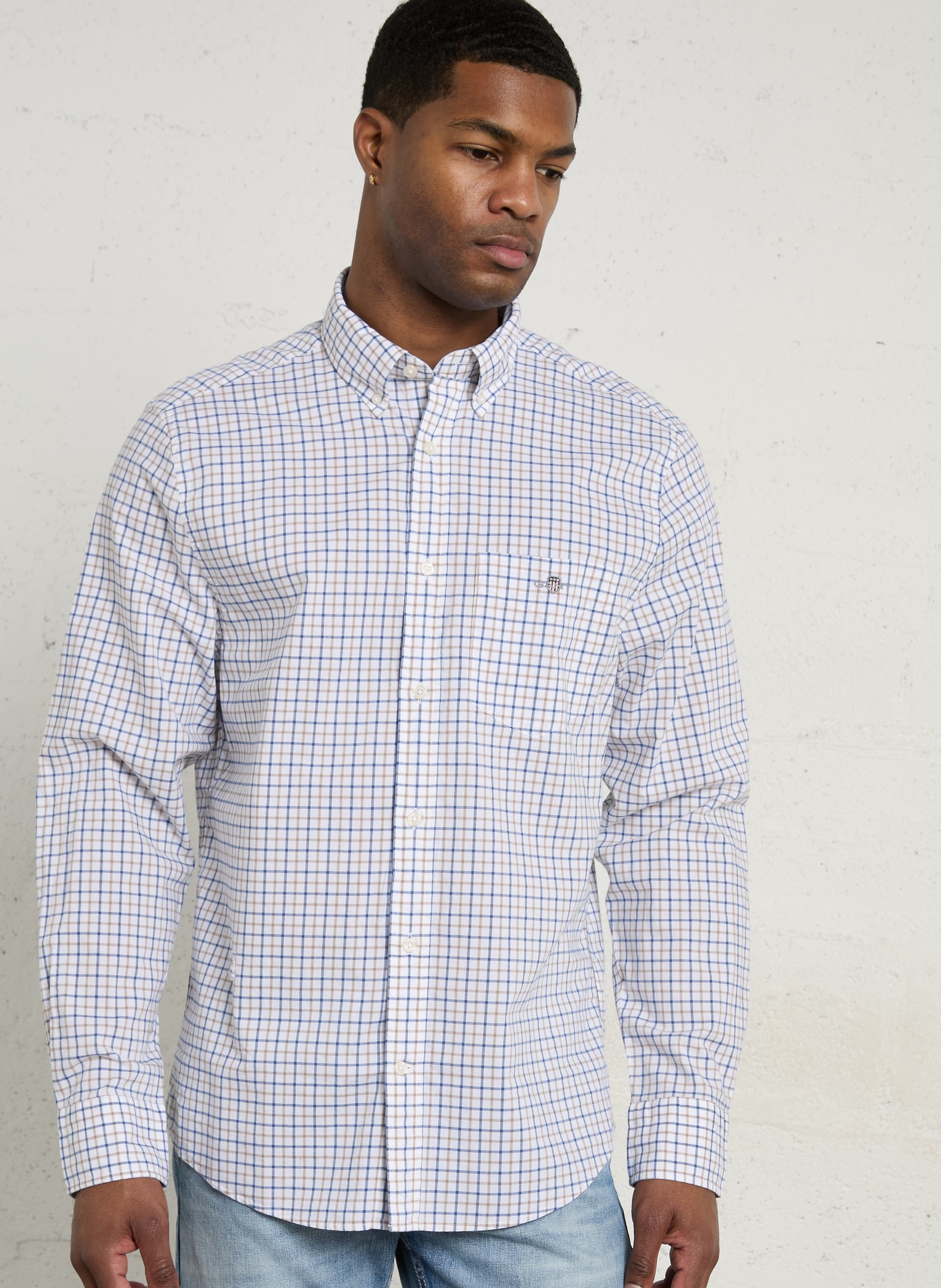 Chemise regular-fit col américain à carreaux en coton GANT