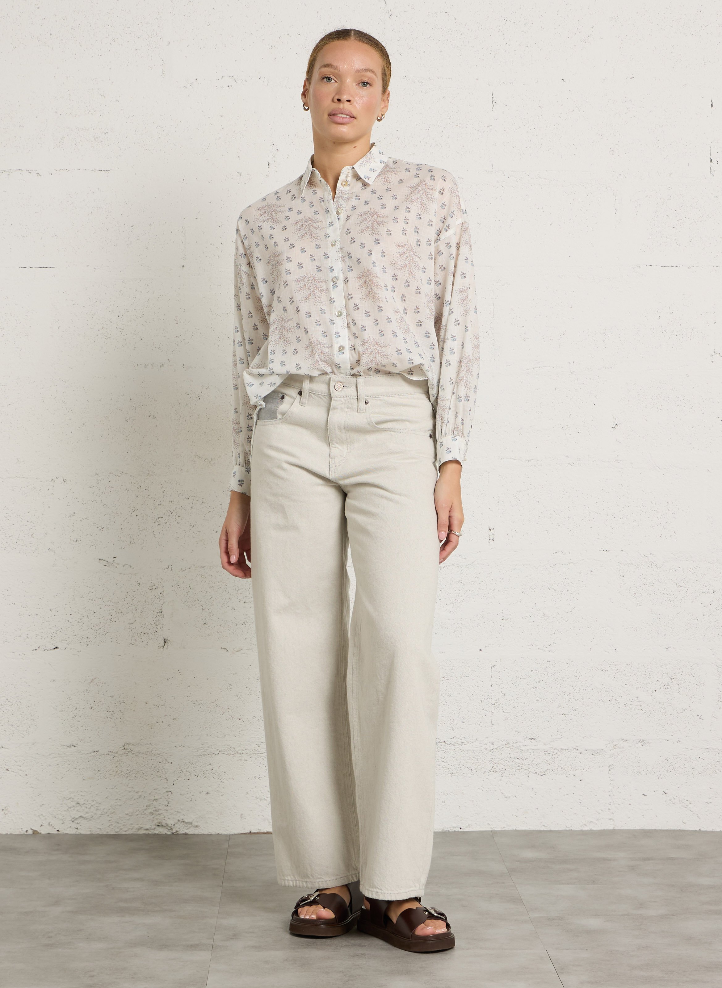 Chemise droite col classique en coton mélangé HOD PARIS Blanc