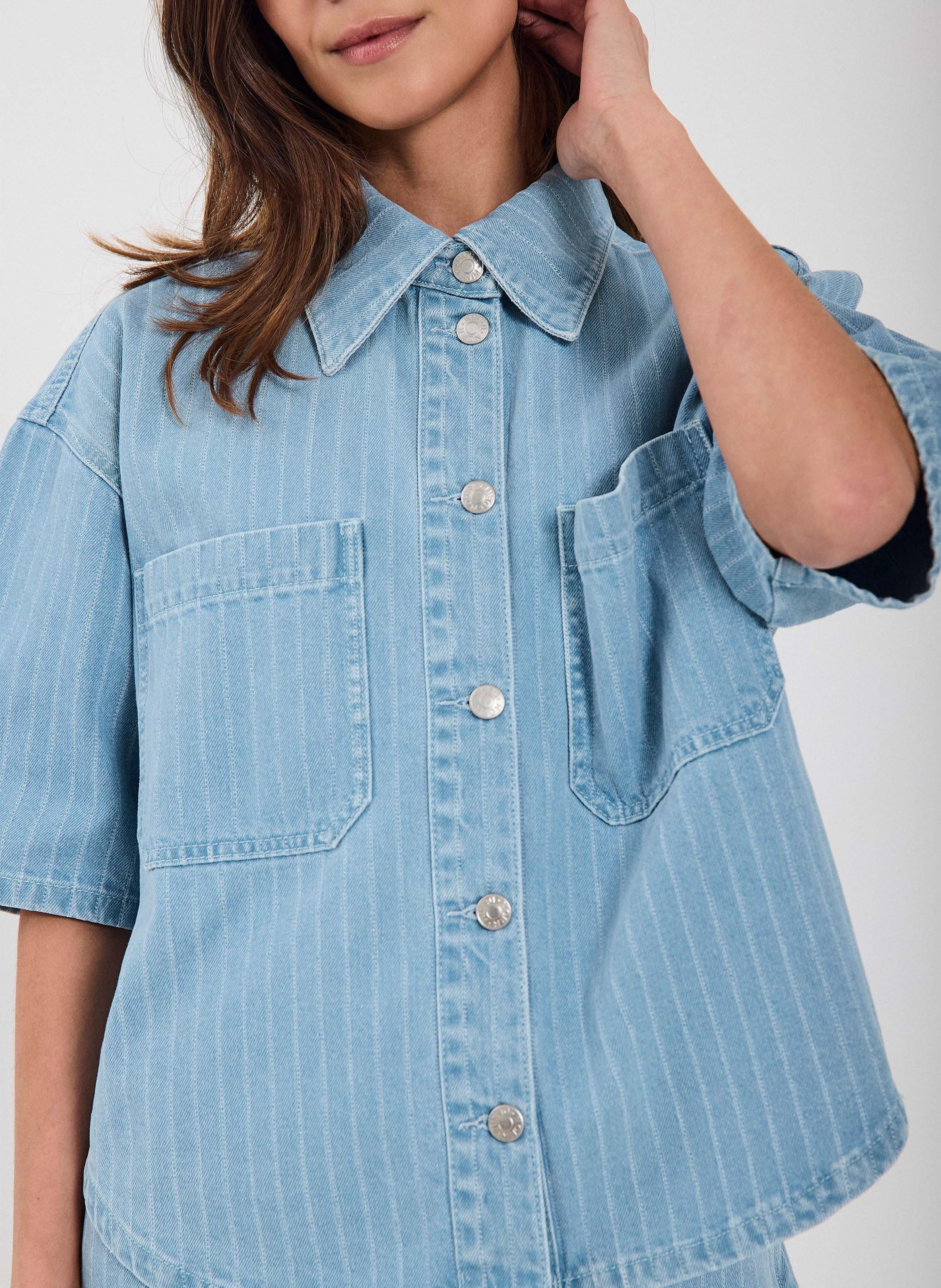 Organic cotton-blend shirt with classic collar NORR Blue