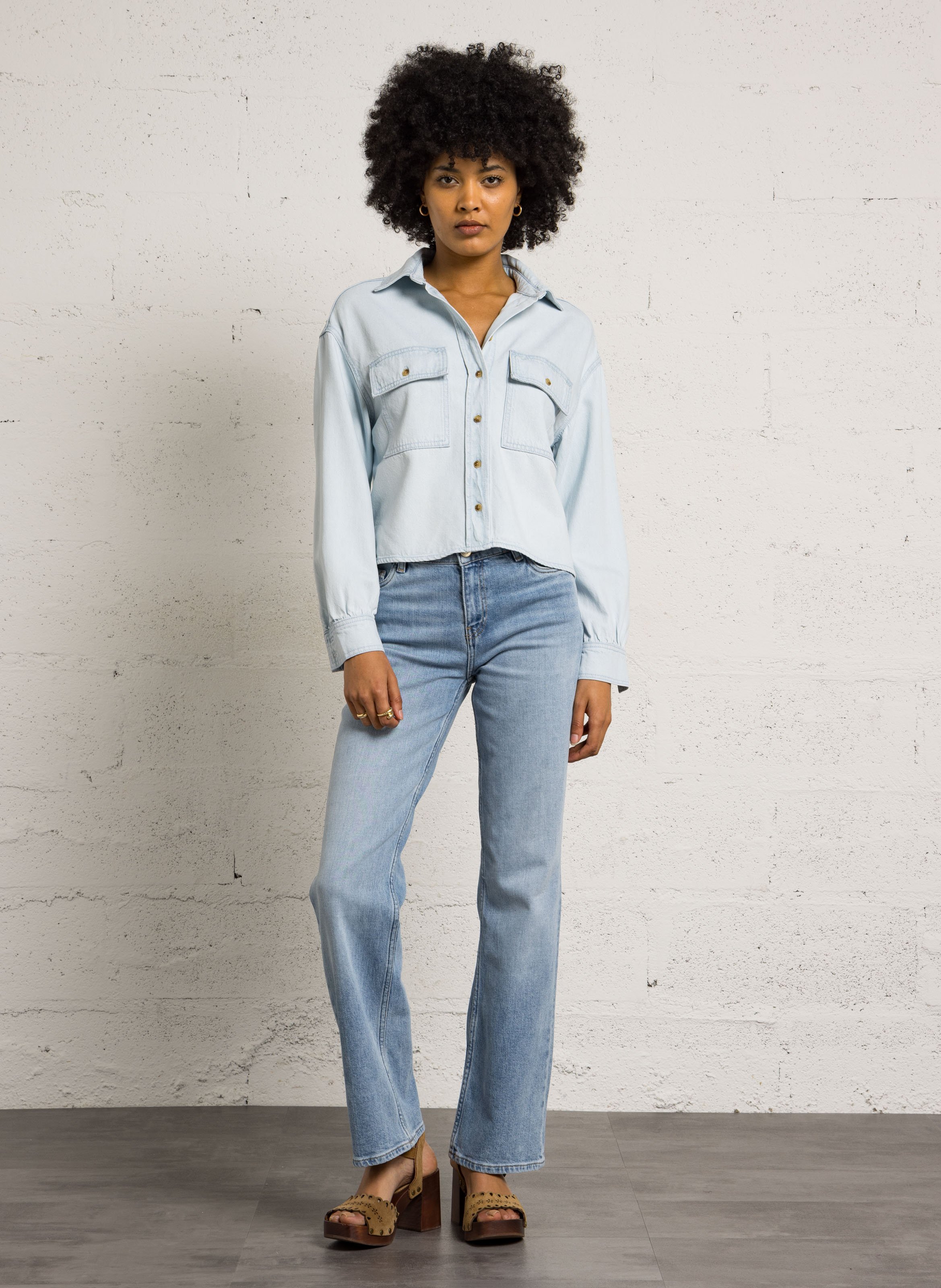 Rechte jeans - katoenblend Blauw