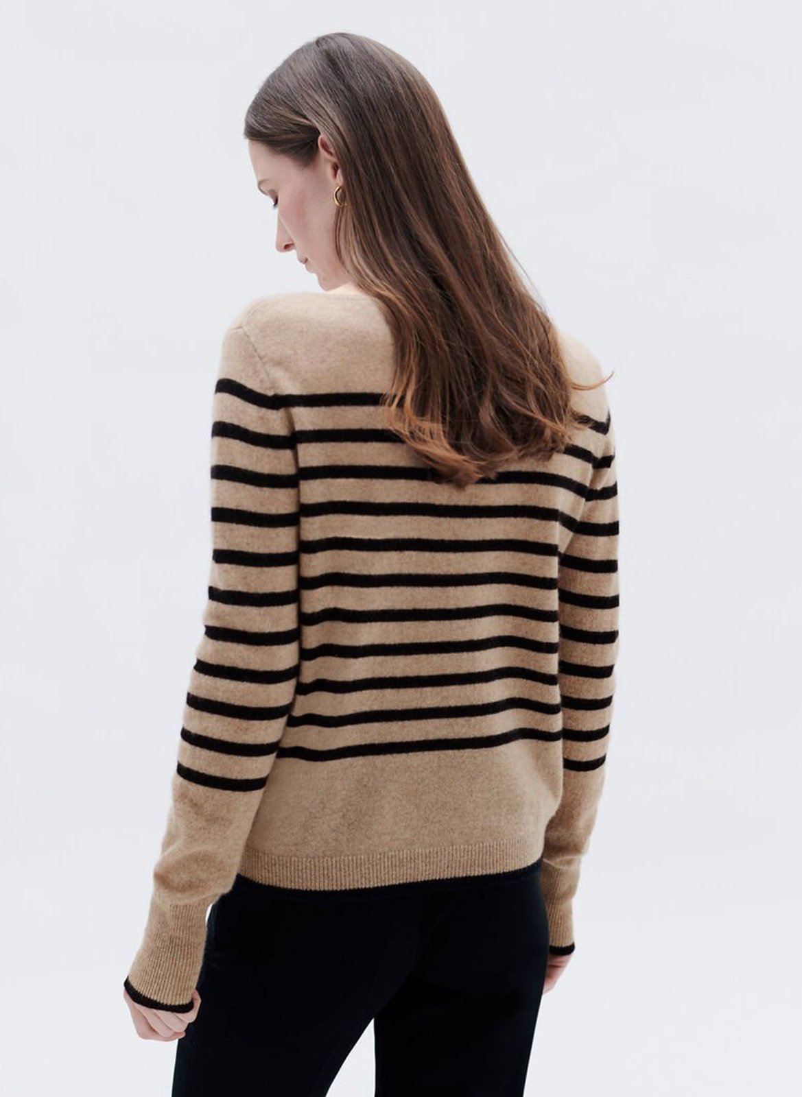 Trui van kasjmier in marinelook met boothals CAROLL Beige