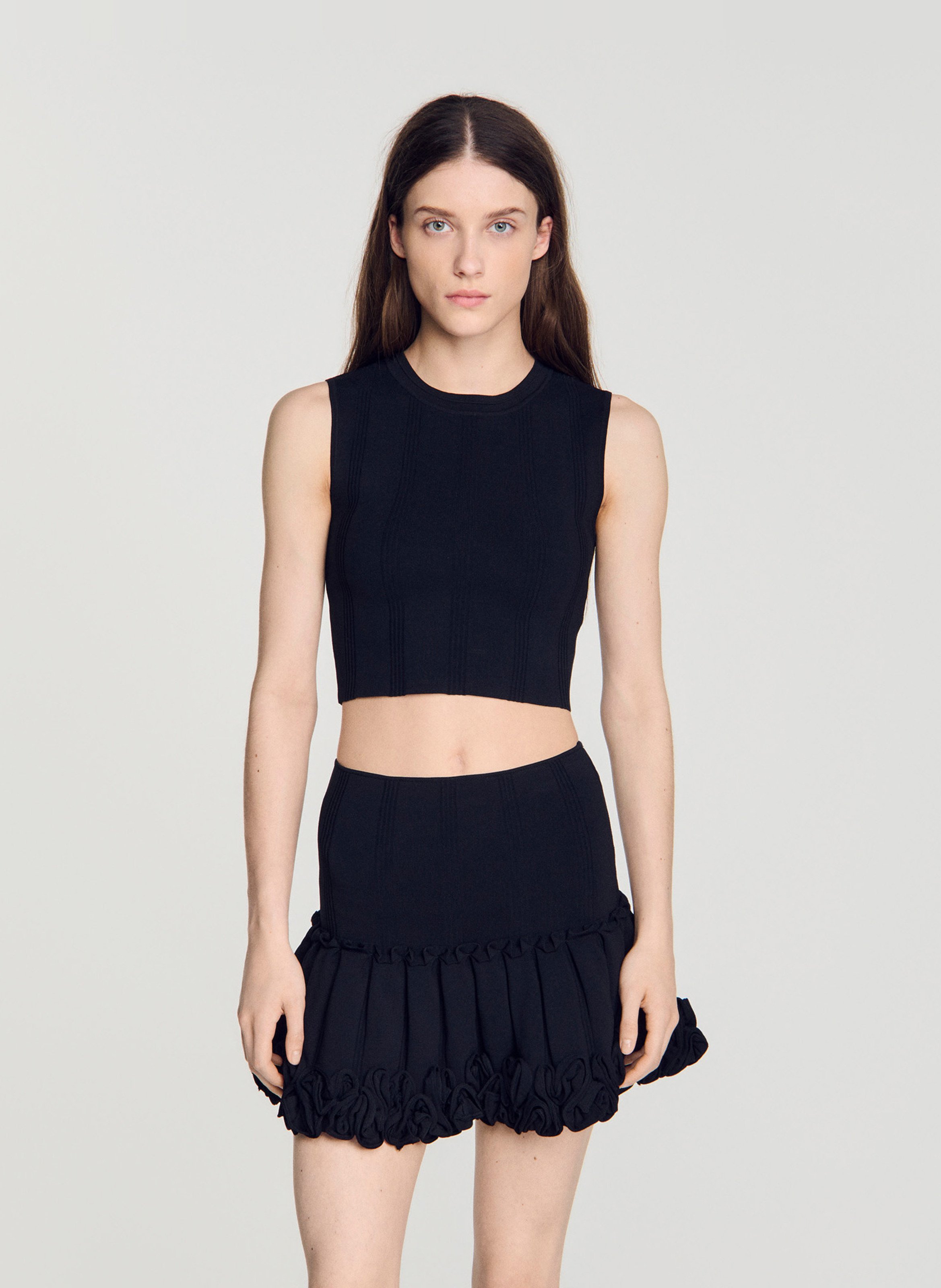 Pull court sans manches SANDRO Noir