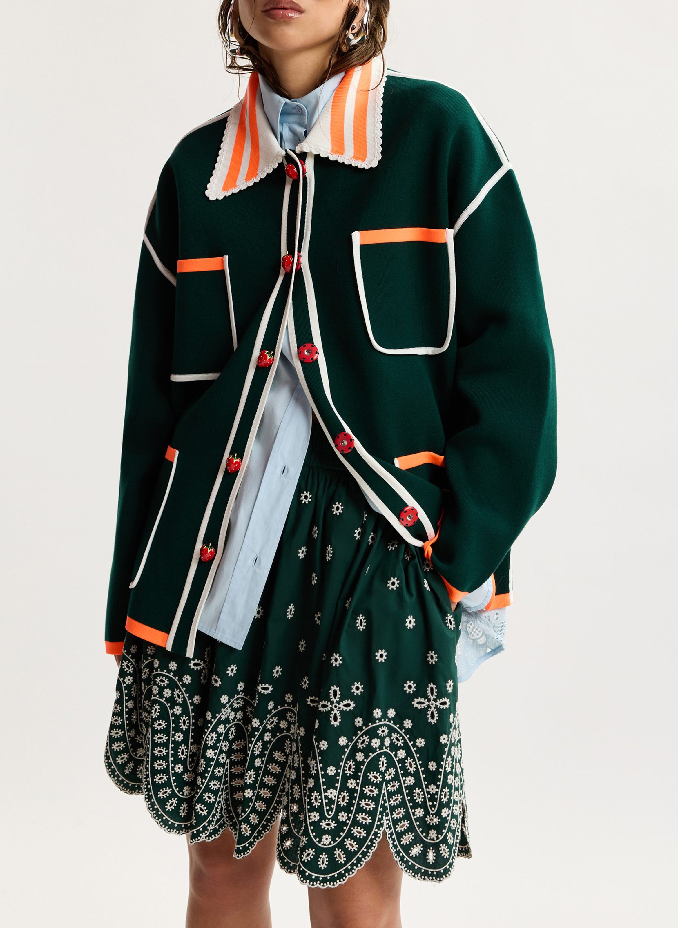 Oversize-Strickjacke mit klassischem Kragen ESSENTIEL ANTWERP