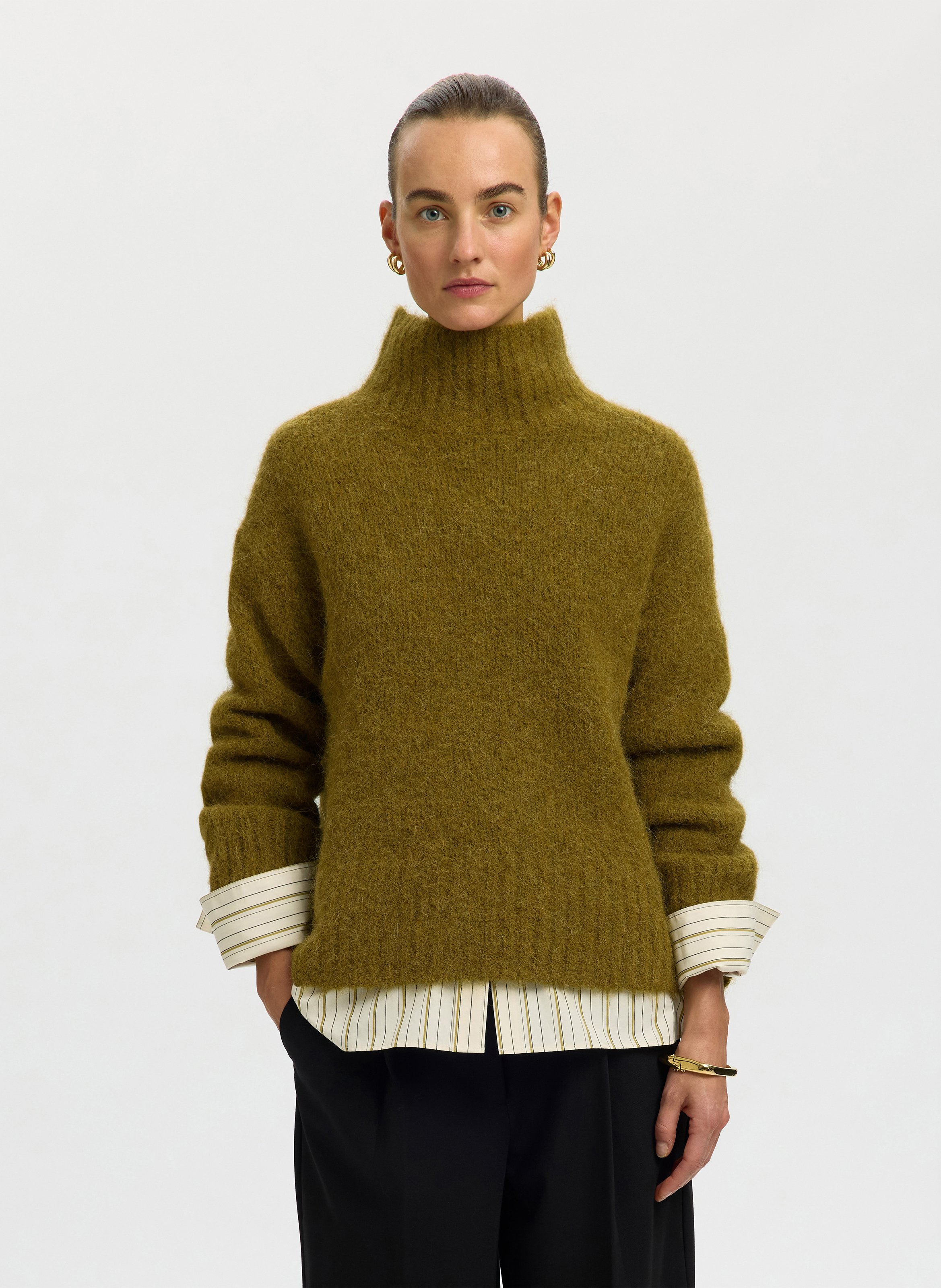 Pull col montant en laine mélangée SELECTED