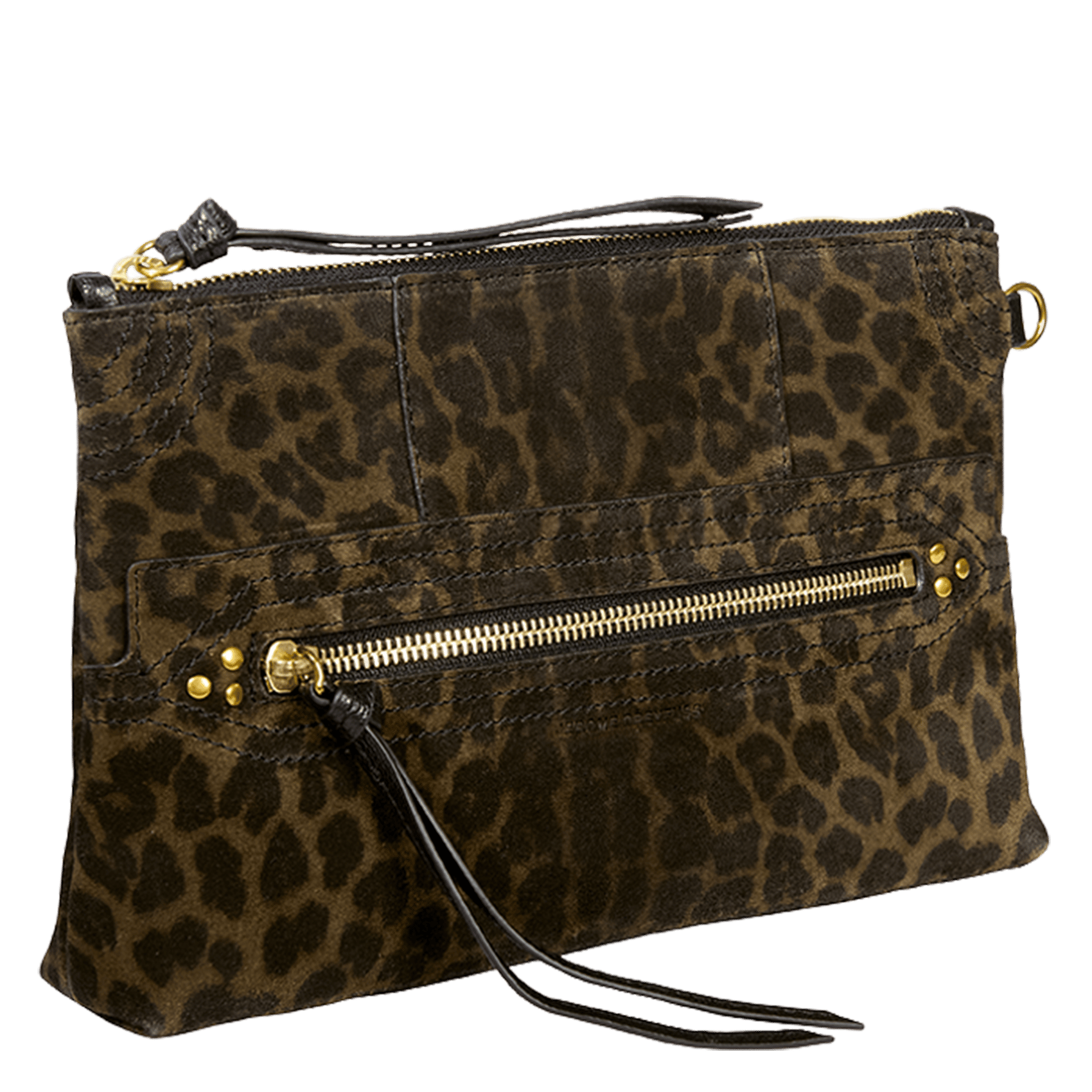 Suede clutch bag JEROME DREYFUSS Khaki
