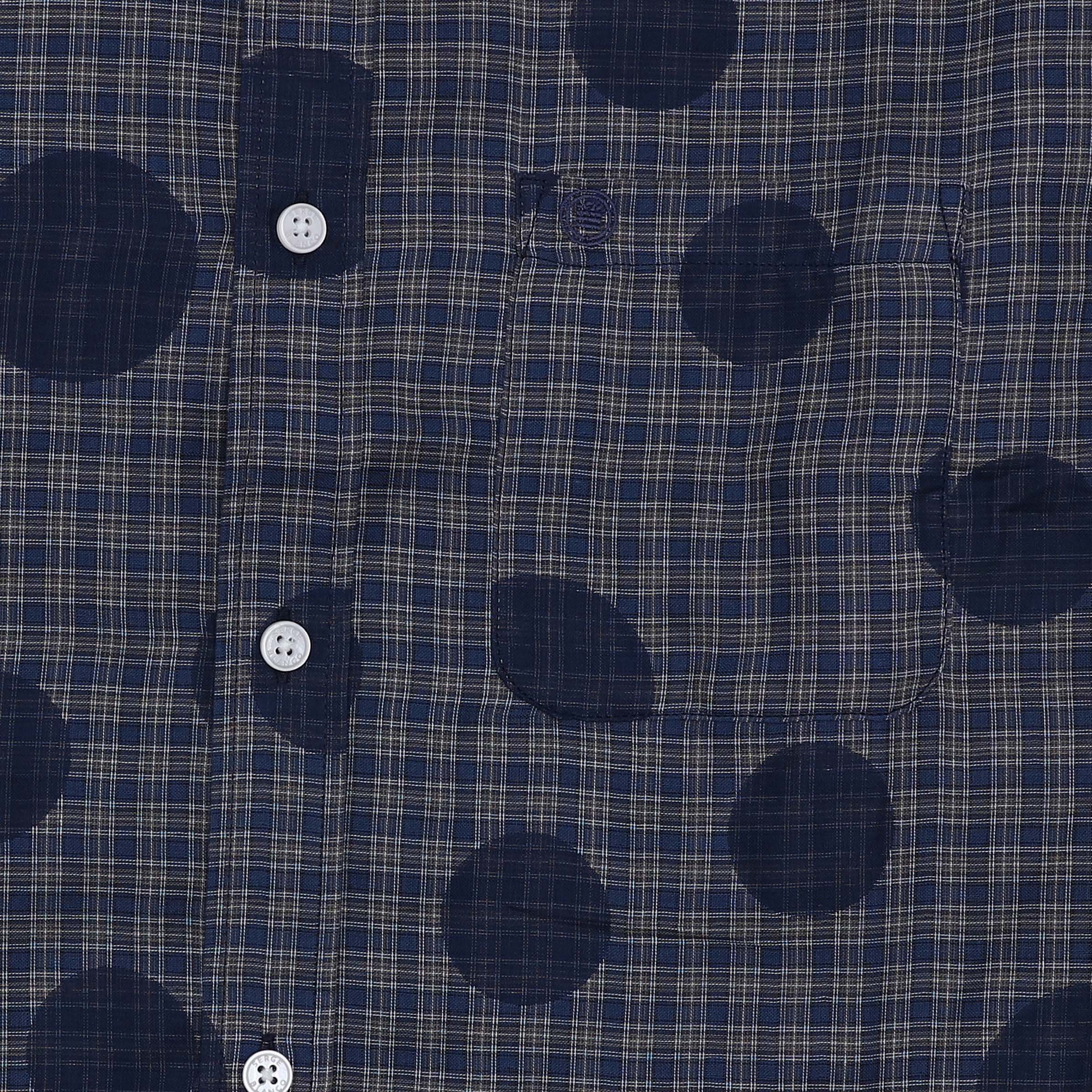 Blue checkered and polka dot long-sleeve shirt SERGE BLANCO Blue