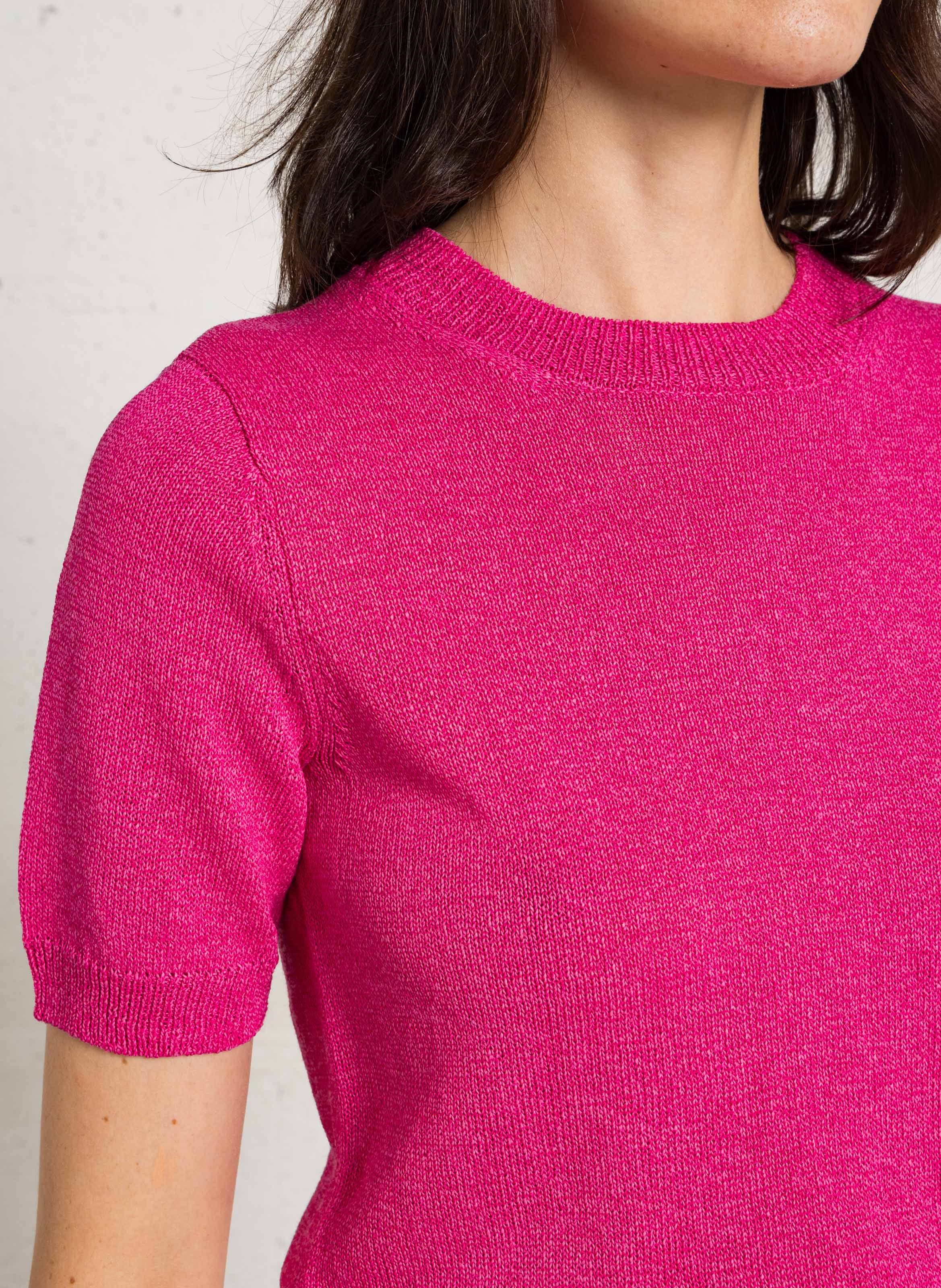 T-shirt col rond en coton mélangé MAISON 123 Rose