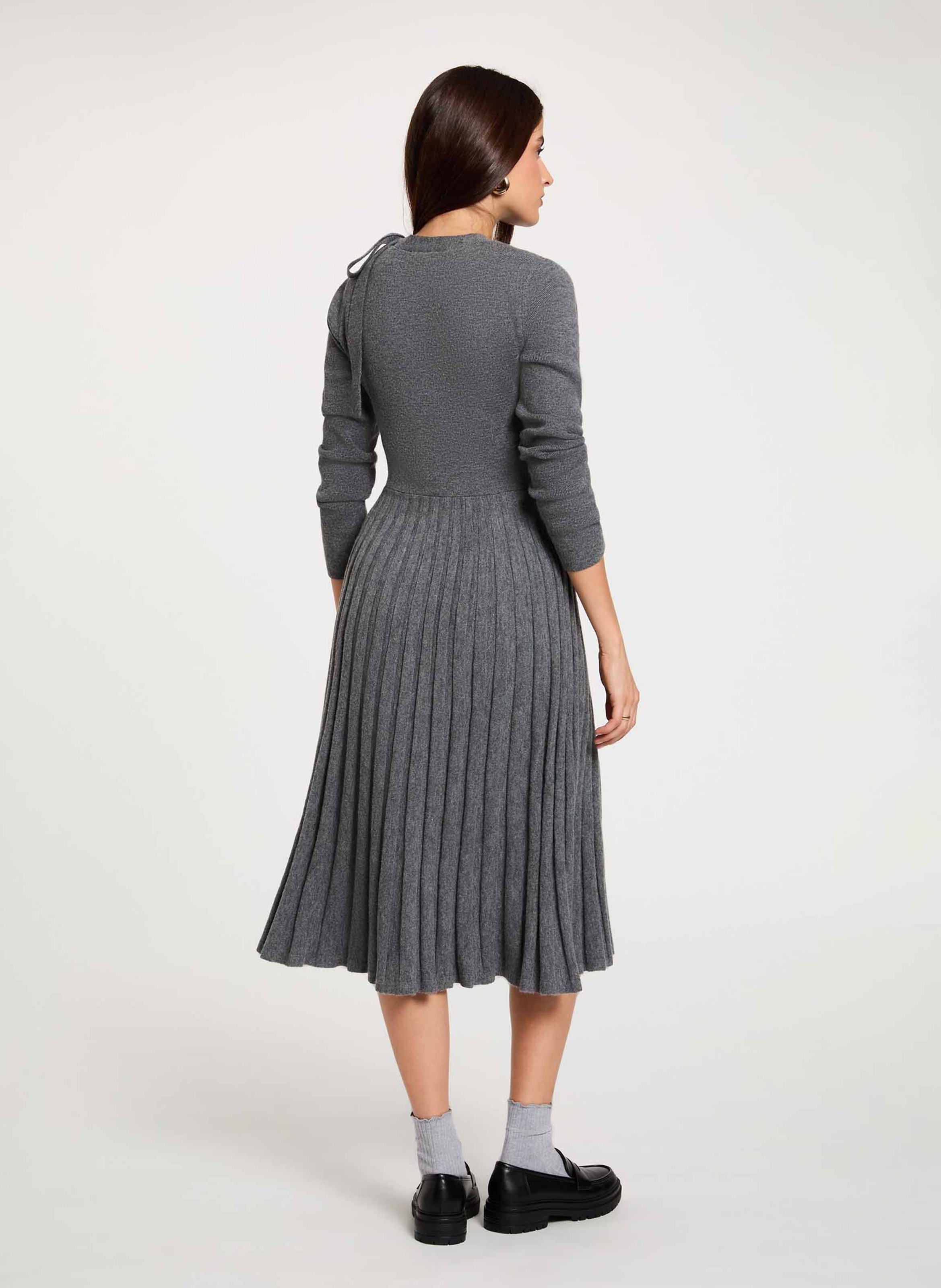 Robe midi plissée en maille MORGAN Gris