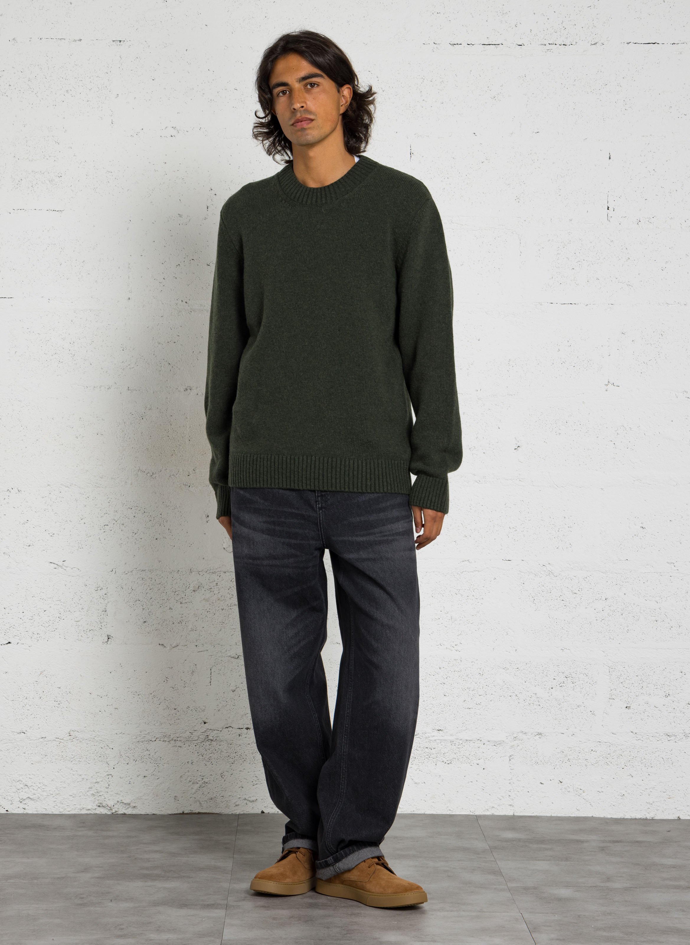 Gerade geschnittener Pullover aus Wollmix mit Rundhalsausschnitt AU PRINTEMPS PARIS Khaki