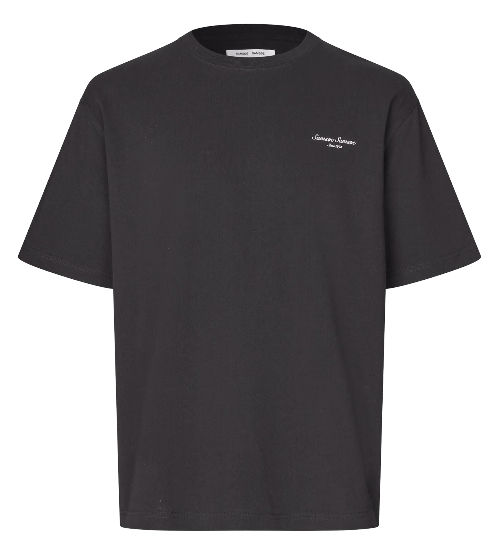 Gerader Rundhalsausschnitt T-Shirt mit Bio-Baumwollprint. SAMSOE SAMSOE Schwarz