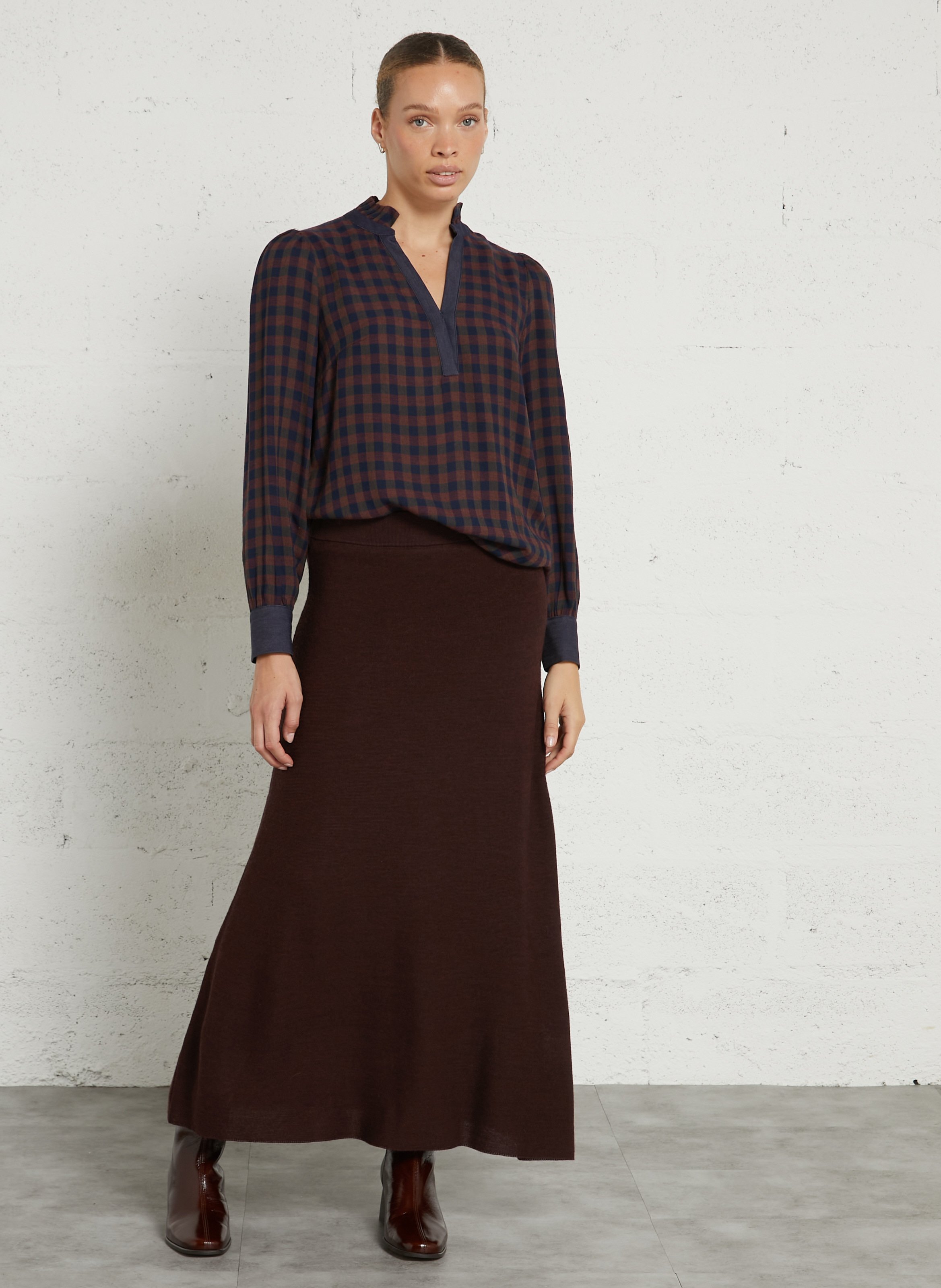Rechte blouse met Tunesische kraag MAISON 123 Blauw