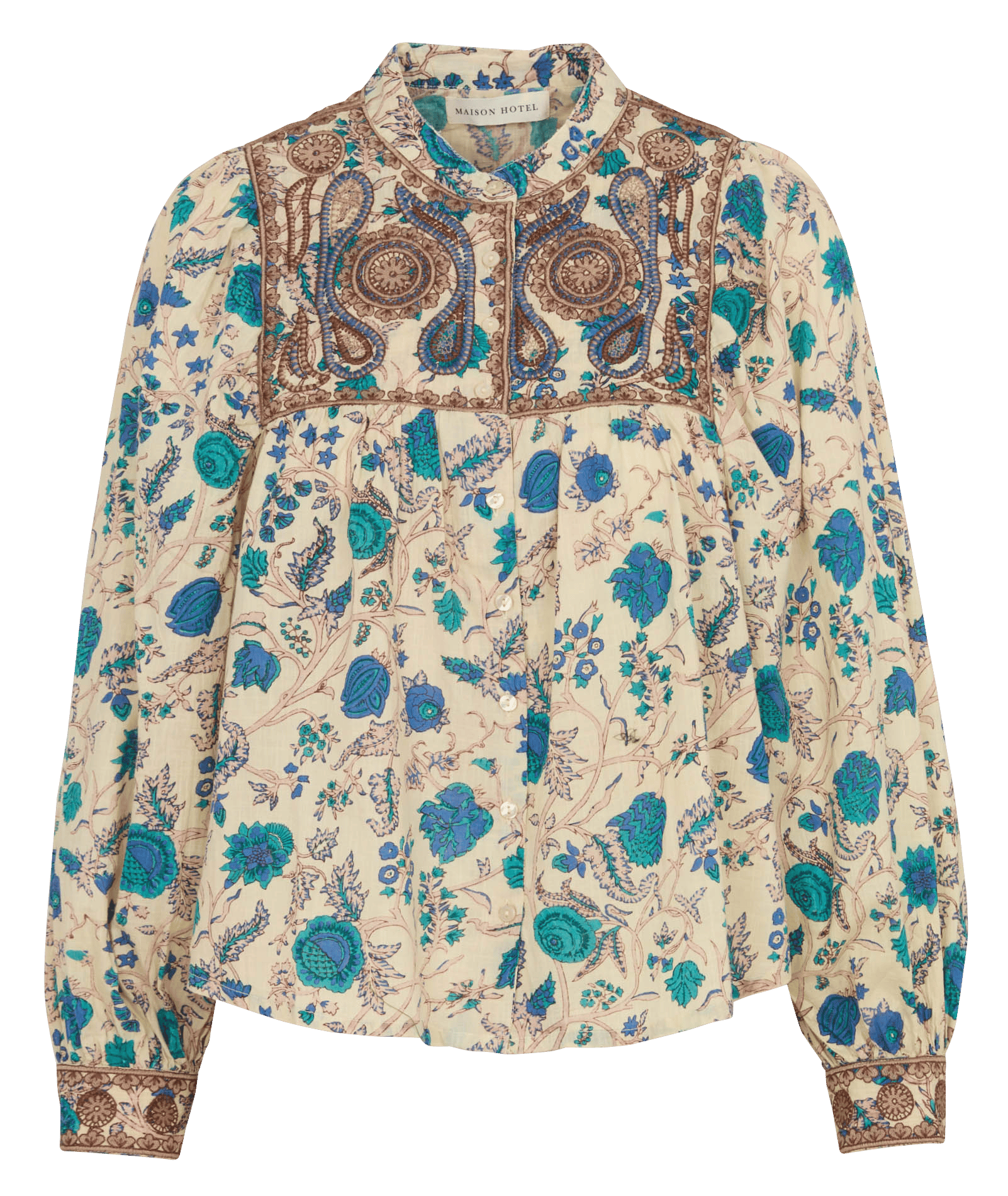Blouse à imprimé fleuri en coton MAISON HOTEL Vert