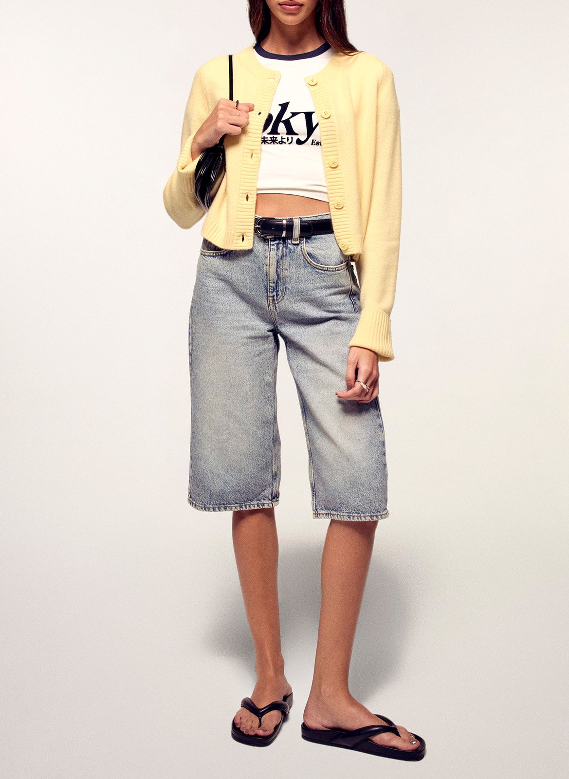 Gilet col rond boutonné en cachemire FROM FUTURE Jaune