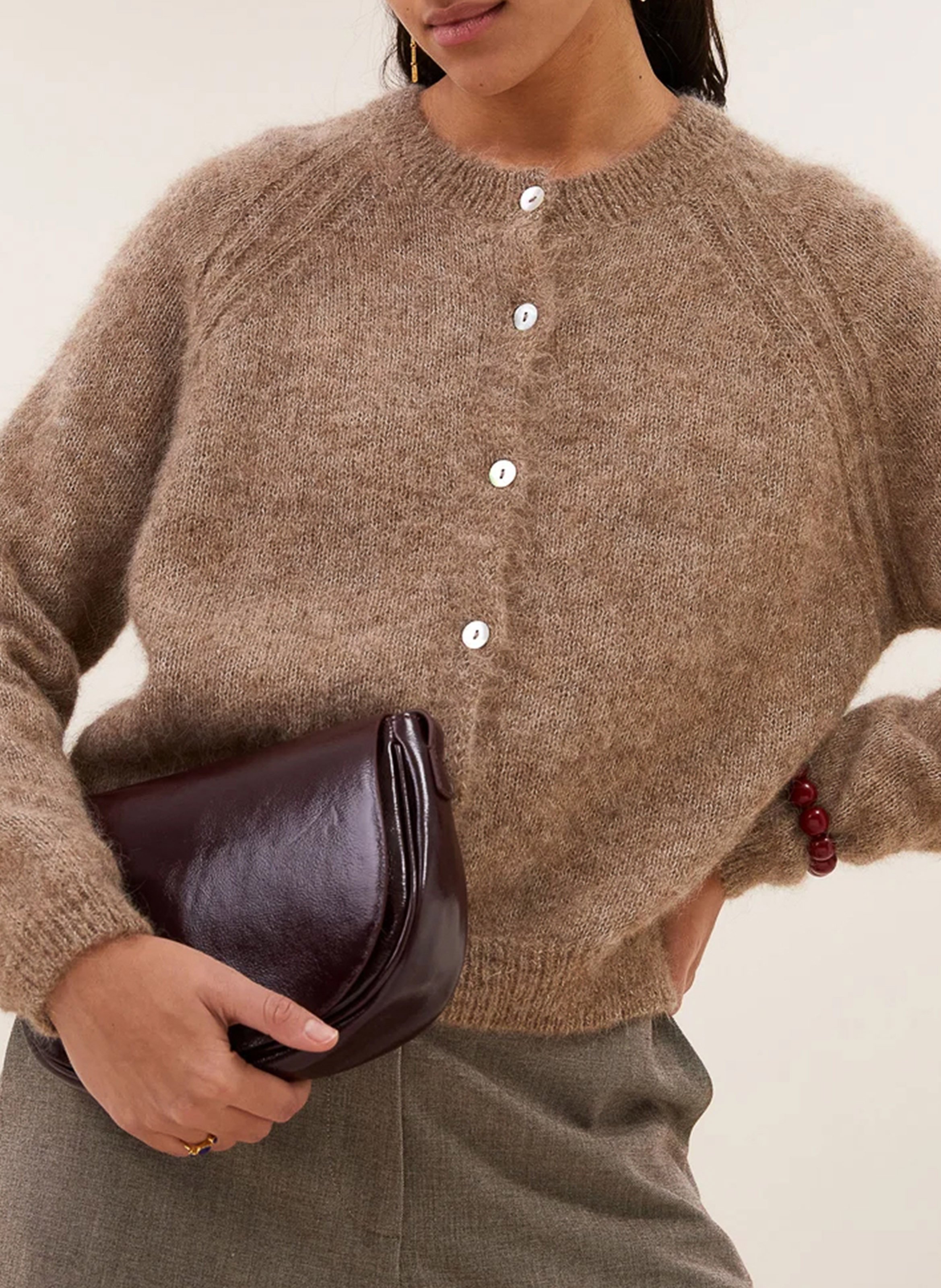 Gilet oversize en laine mélangée BY BAR Marron