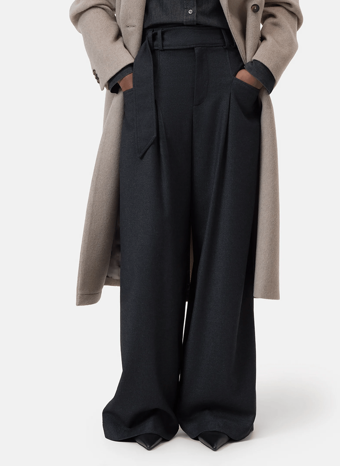 Pantalon large à ceinture CLOSED Noir
