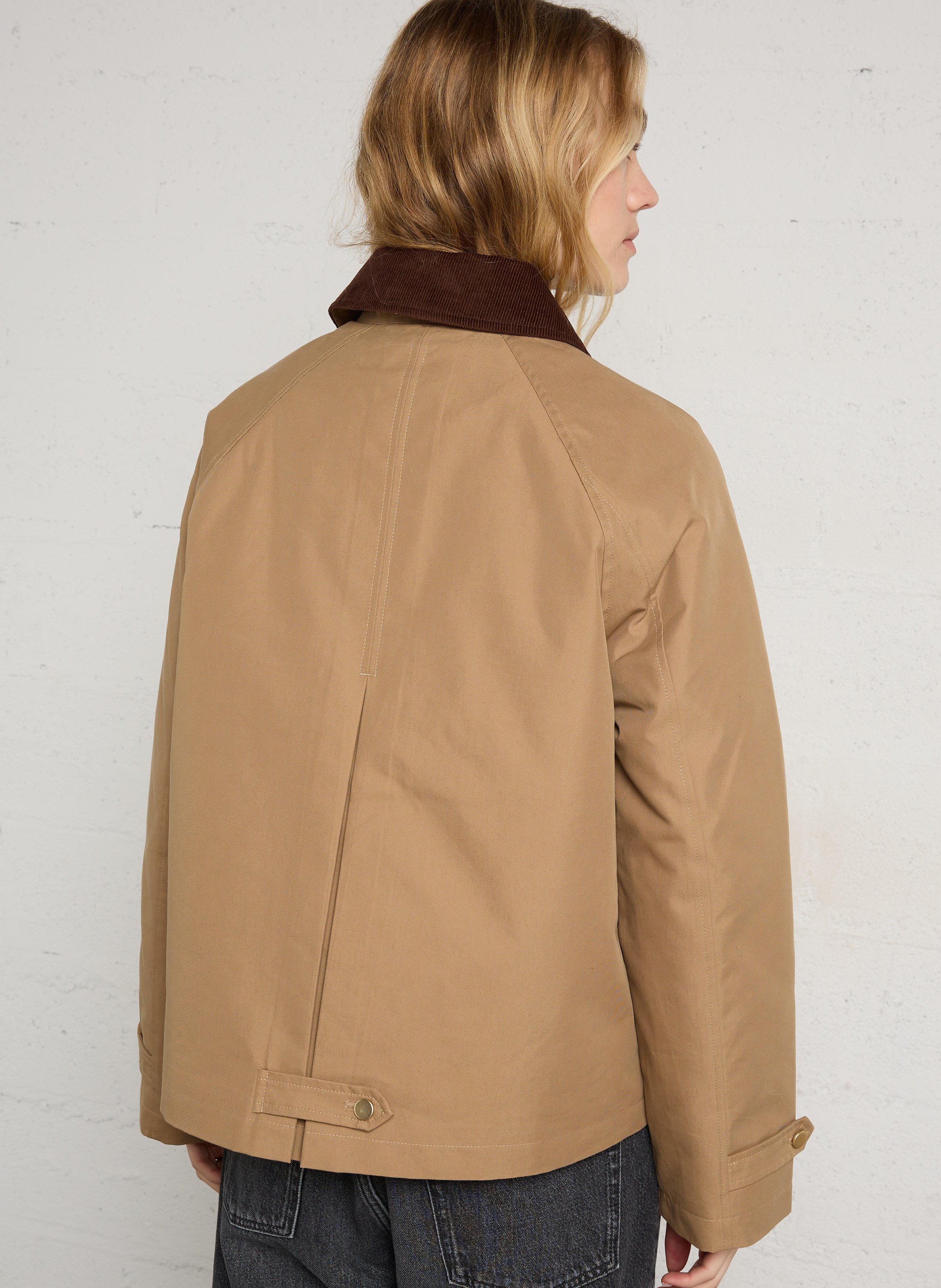Einfarbige Jacke mit Cordkragen SUD EXPRESS Beige