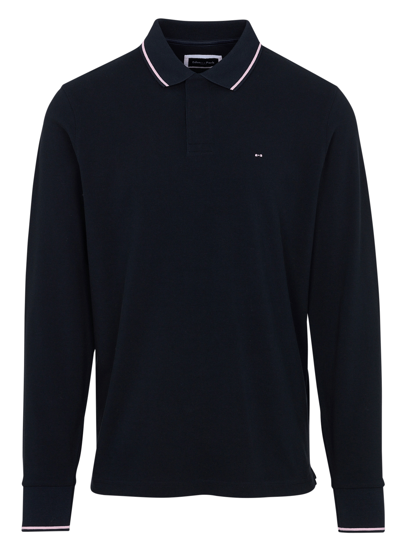 Straight fit long-sleeved cotton polo EDEN PARK Blue