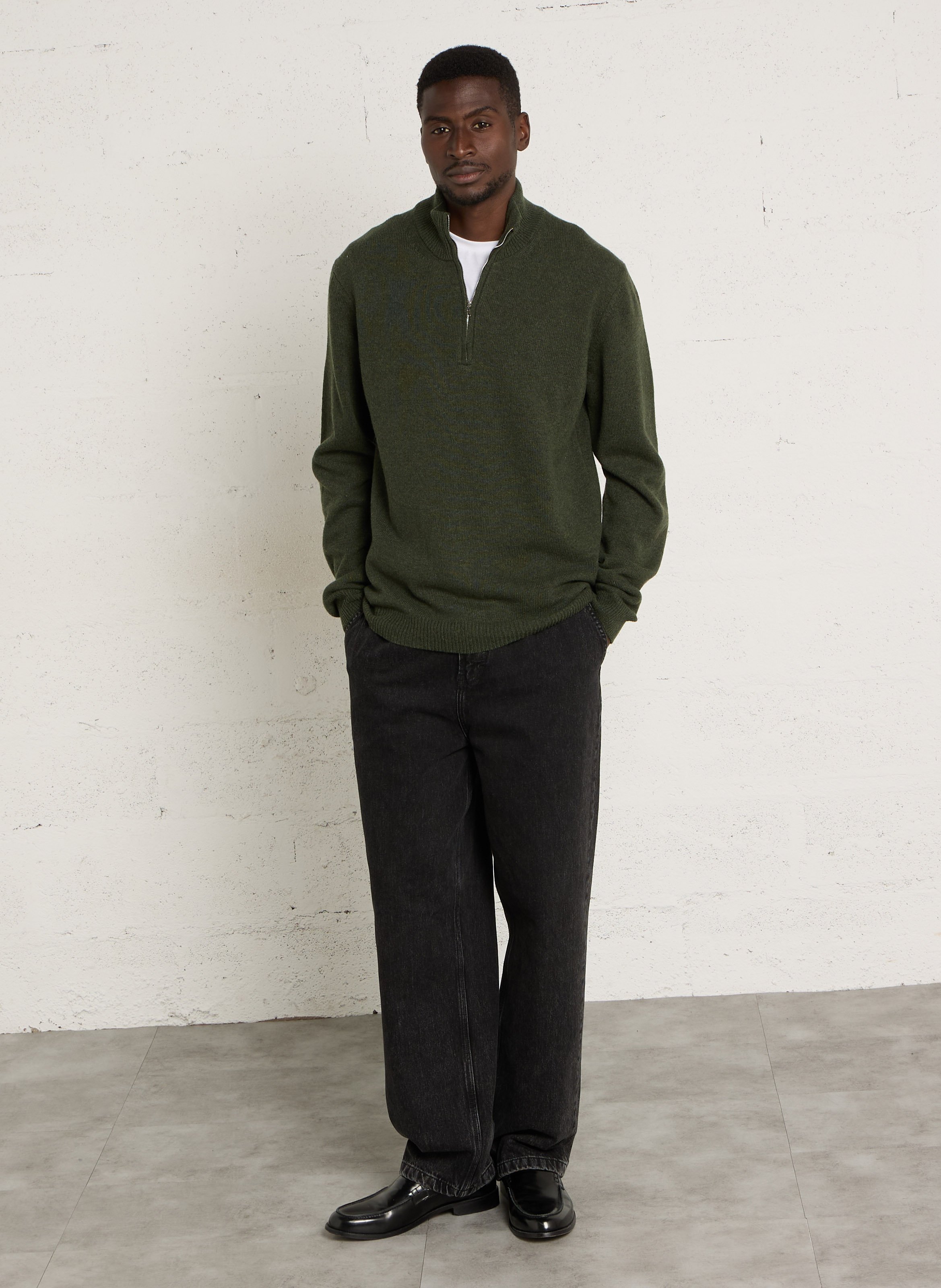 Straight wool-blend high-neck sweater CASUAL FRIDAY Beige