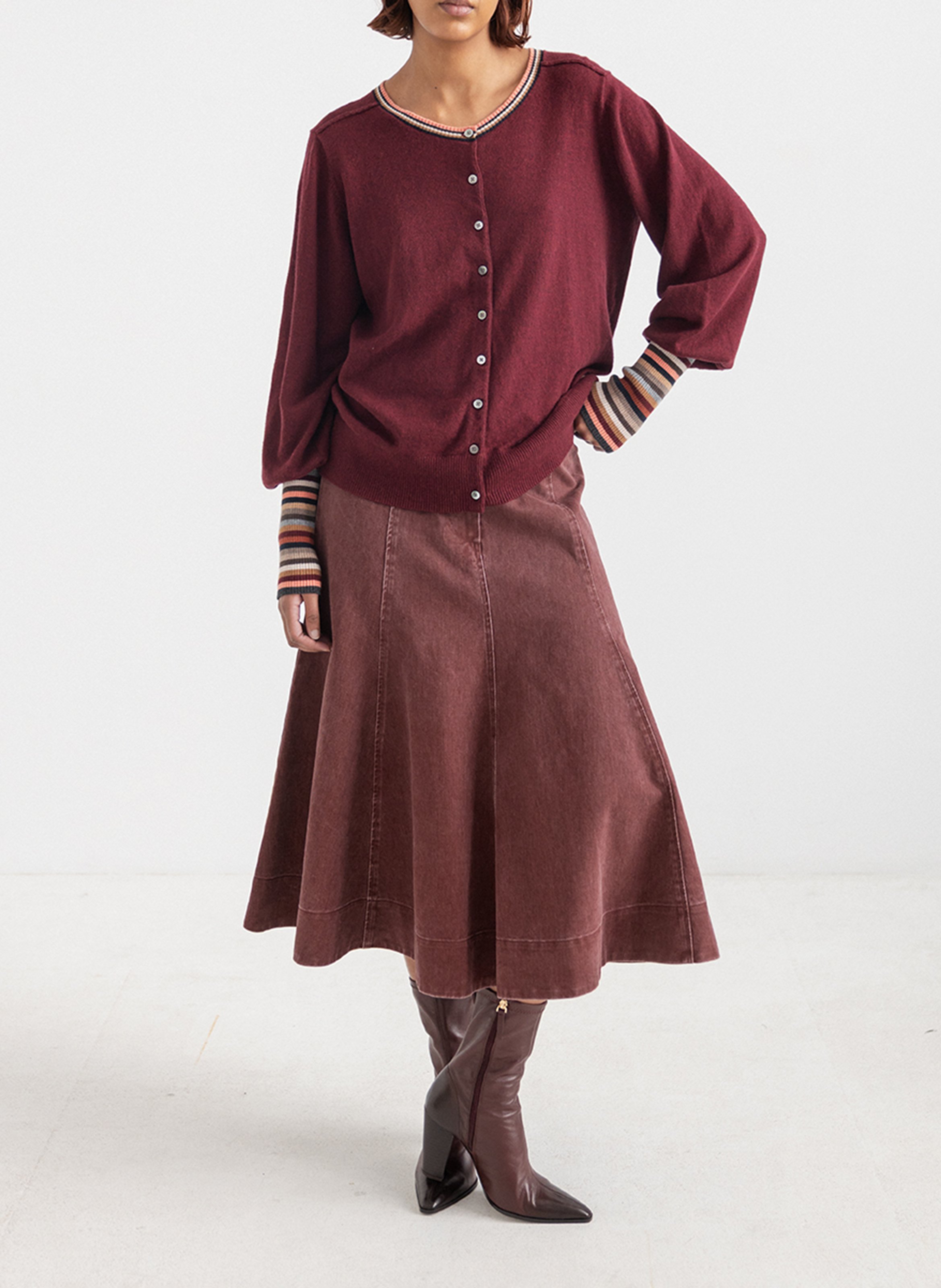 Midi-A-Linie-Rock in Uni PROJECT-AJ117 Rot