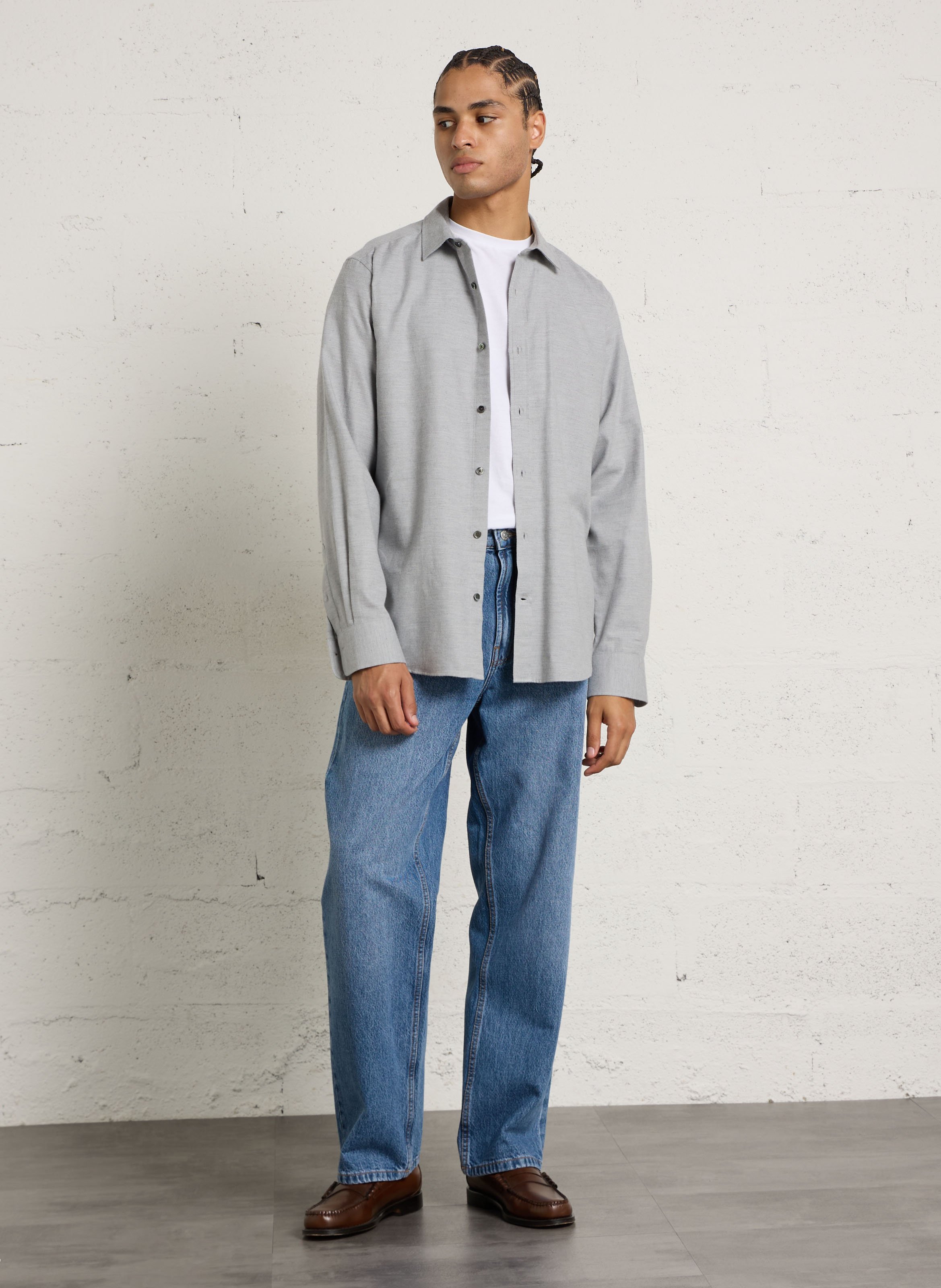 Straight shirt with classic collar in organic cotton GANT Grey