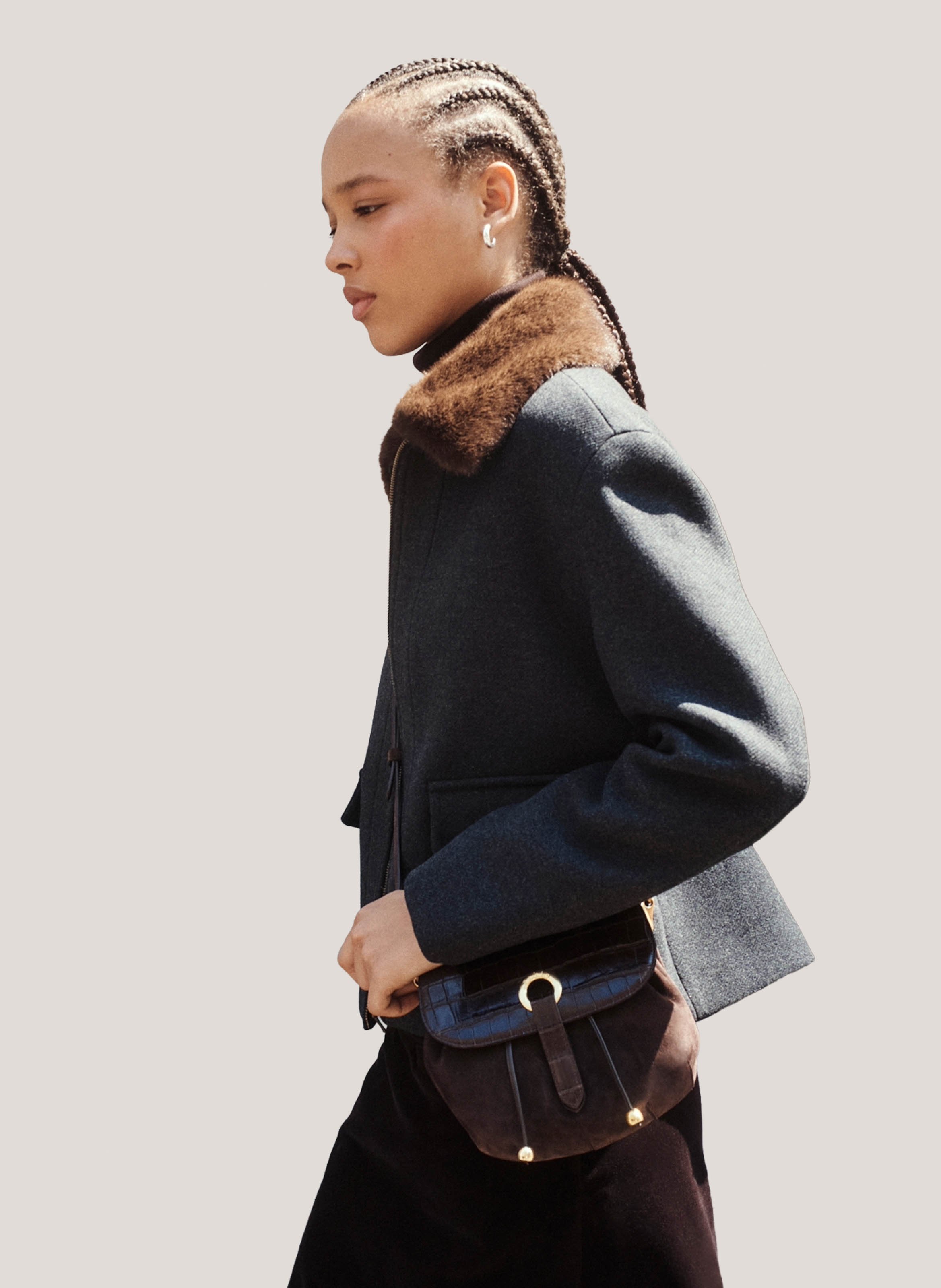 Leather shoulder bag PABLO Brown
