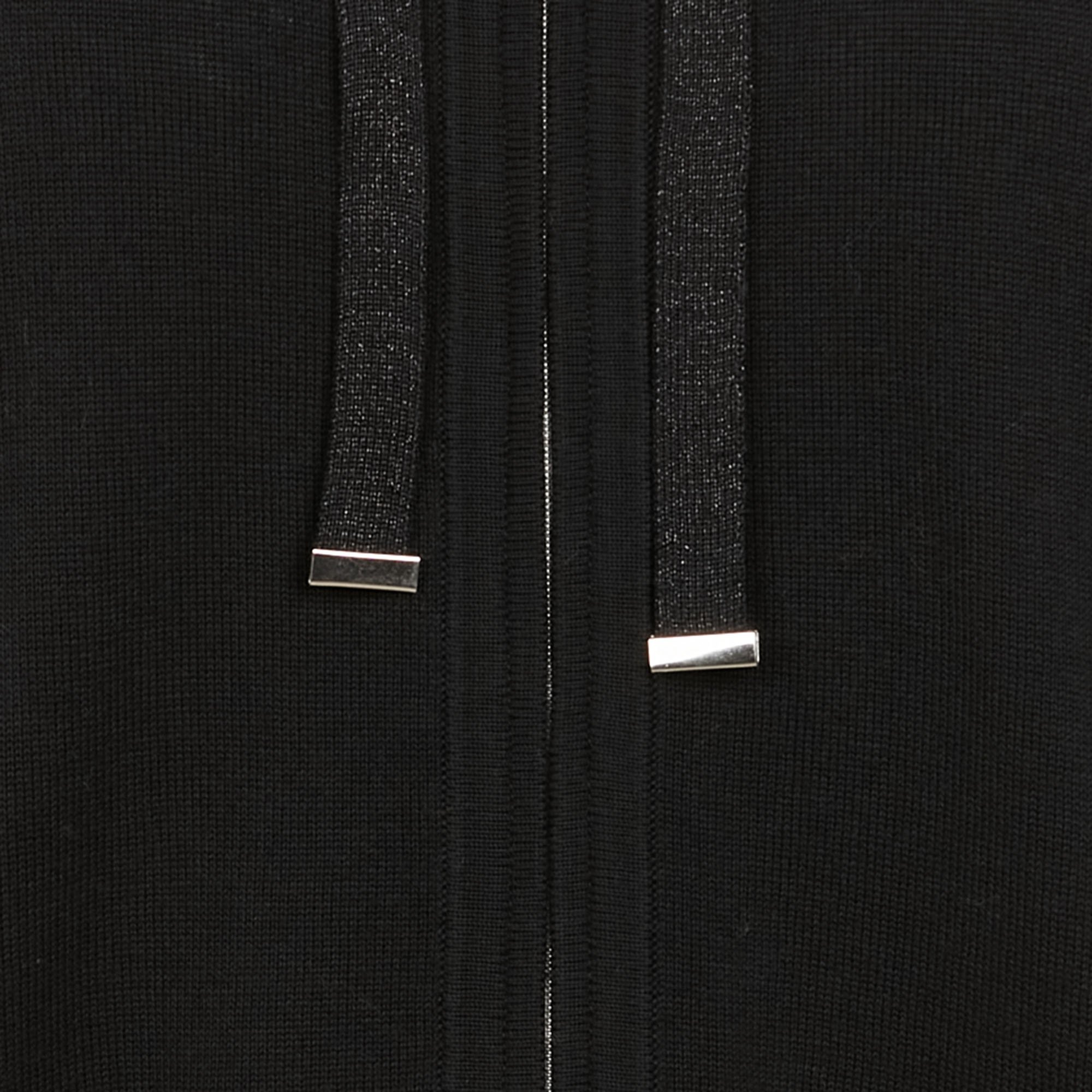 Zip-up cotton-blend cardigan with hood ONE STEP Black