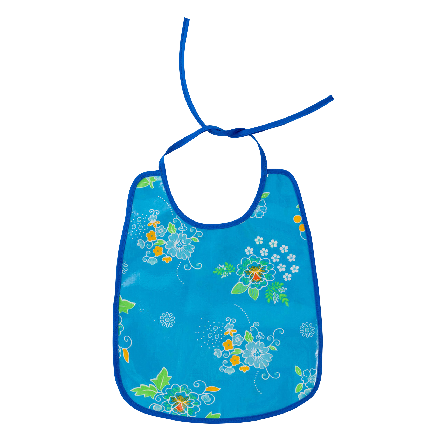 Bavoir imprimé fleuri en coton enduit PETIT PAN Bleu