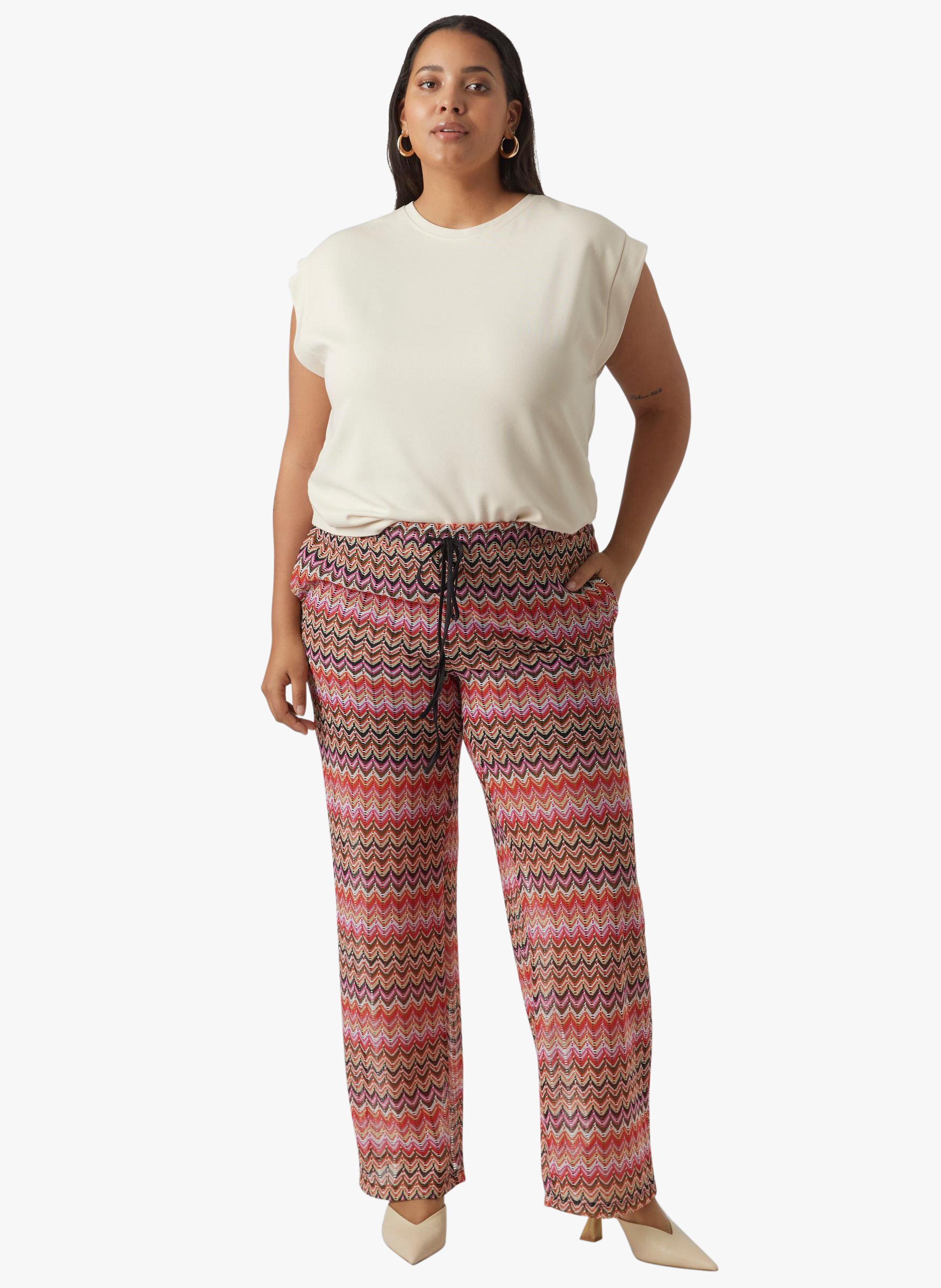 Pantalon fluide imprimé VERO MODA CURVE Orange