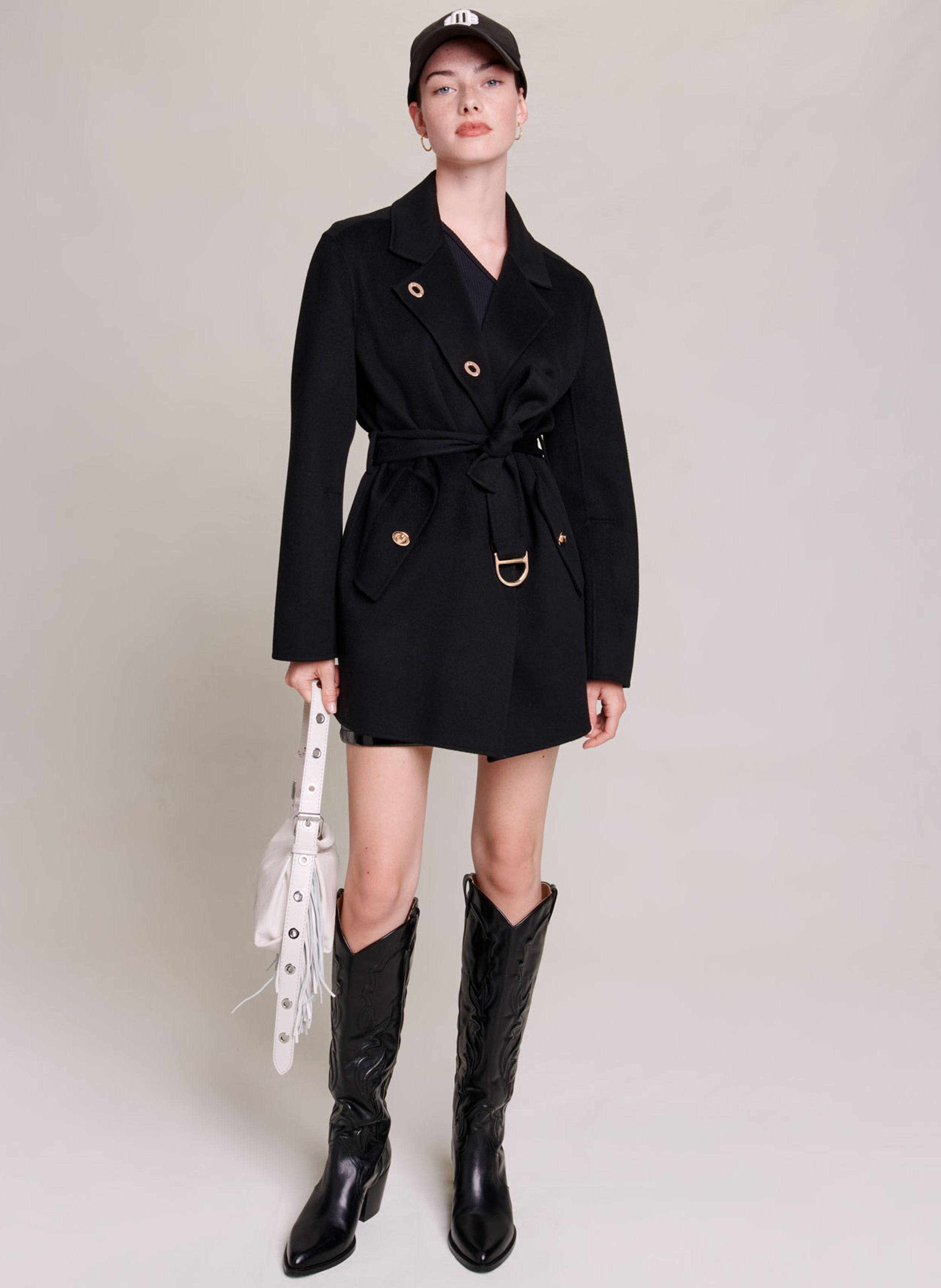 Maje black sales coat