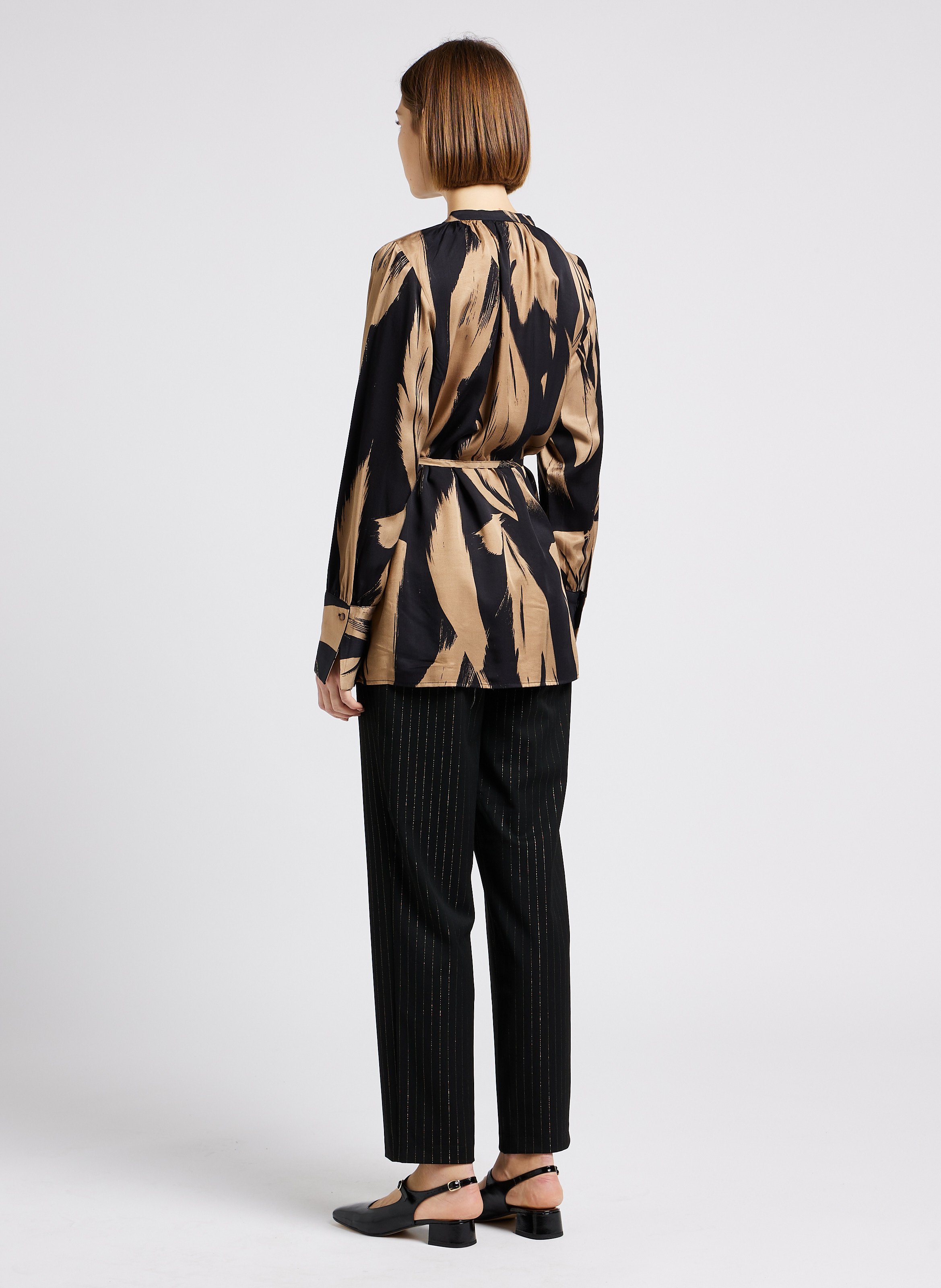 Rechte, gestreepte bandplooibroek VILA Zwart