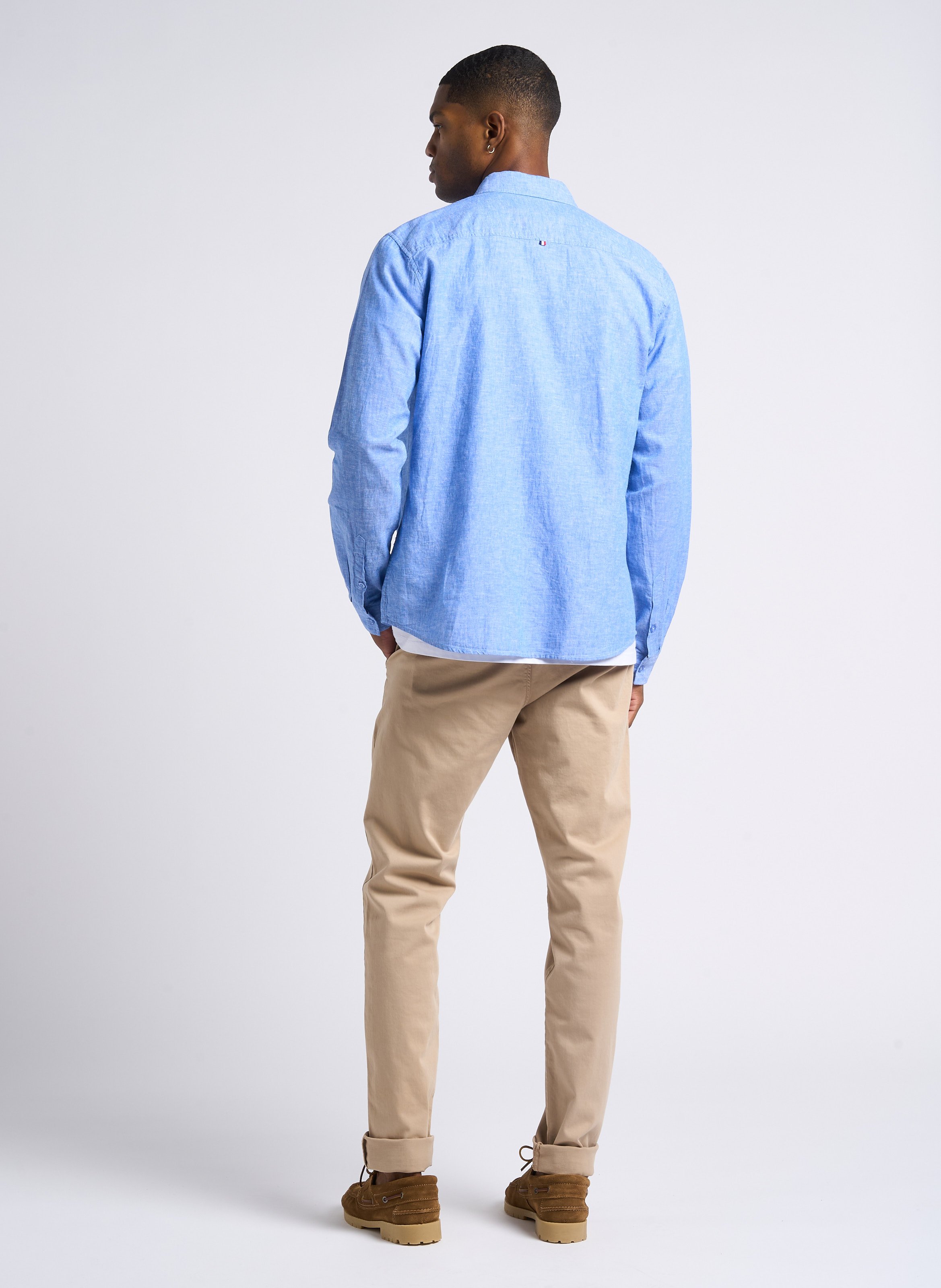 Chemise regular en lin et coton LE TEMPS DES CERISES Bleu