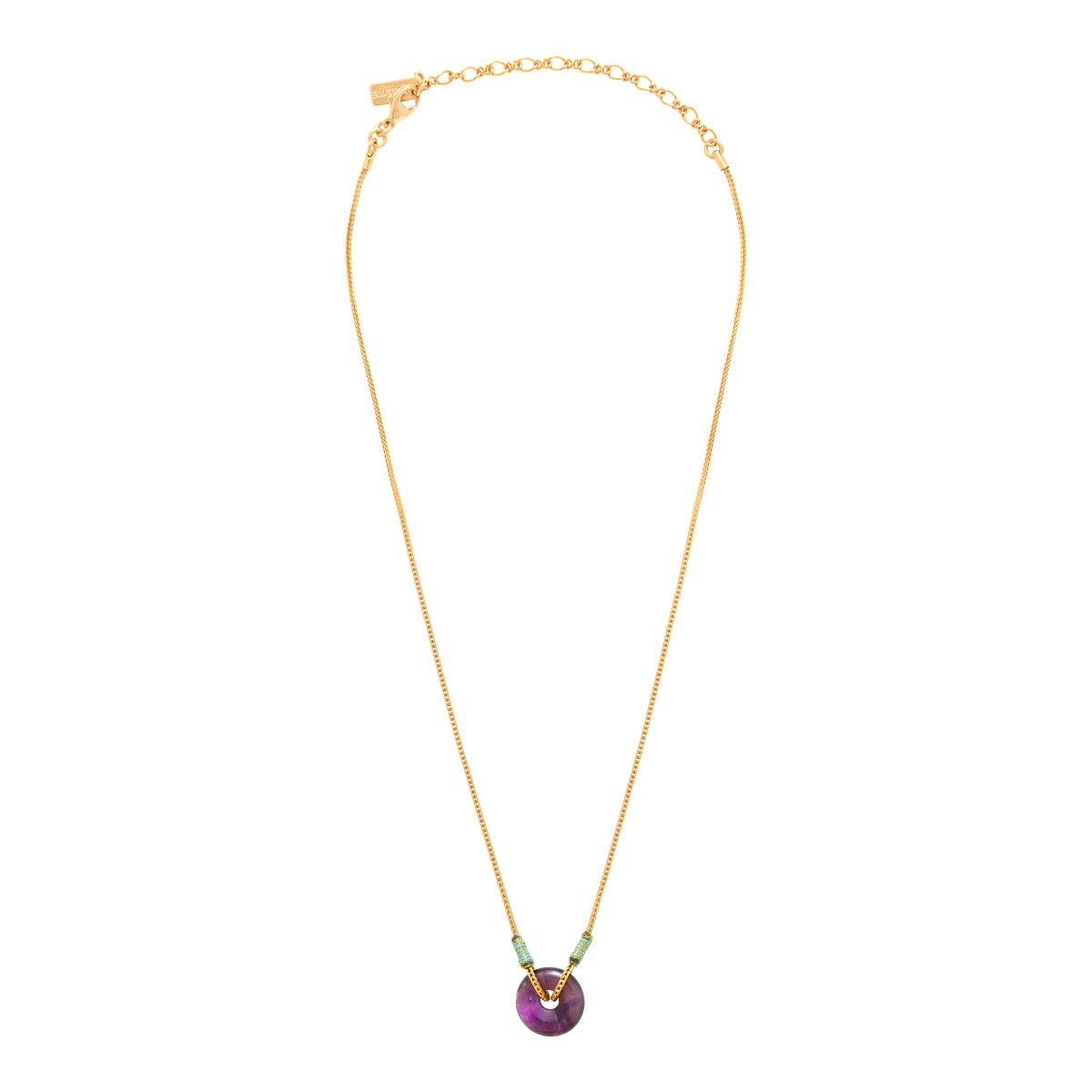 Adjustable pendant necklace Amethyst silk threads SATELLITE PARIS Purple