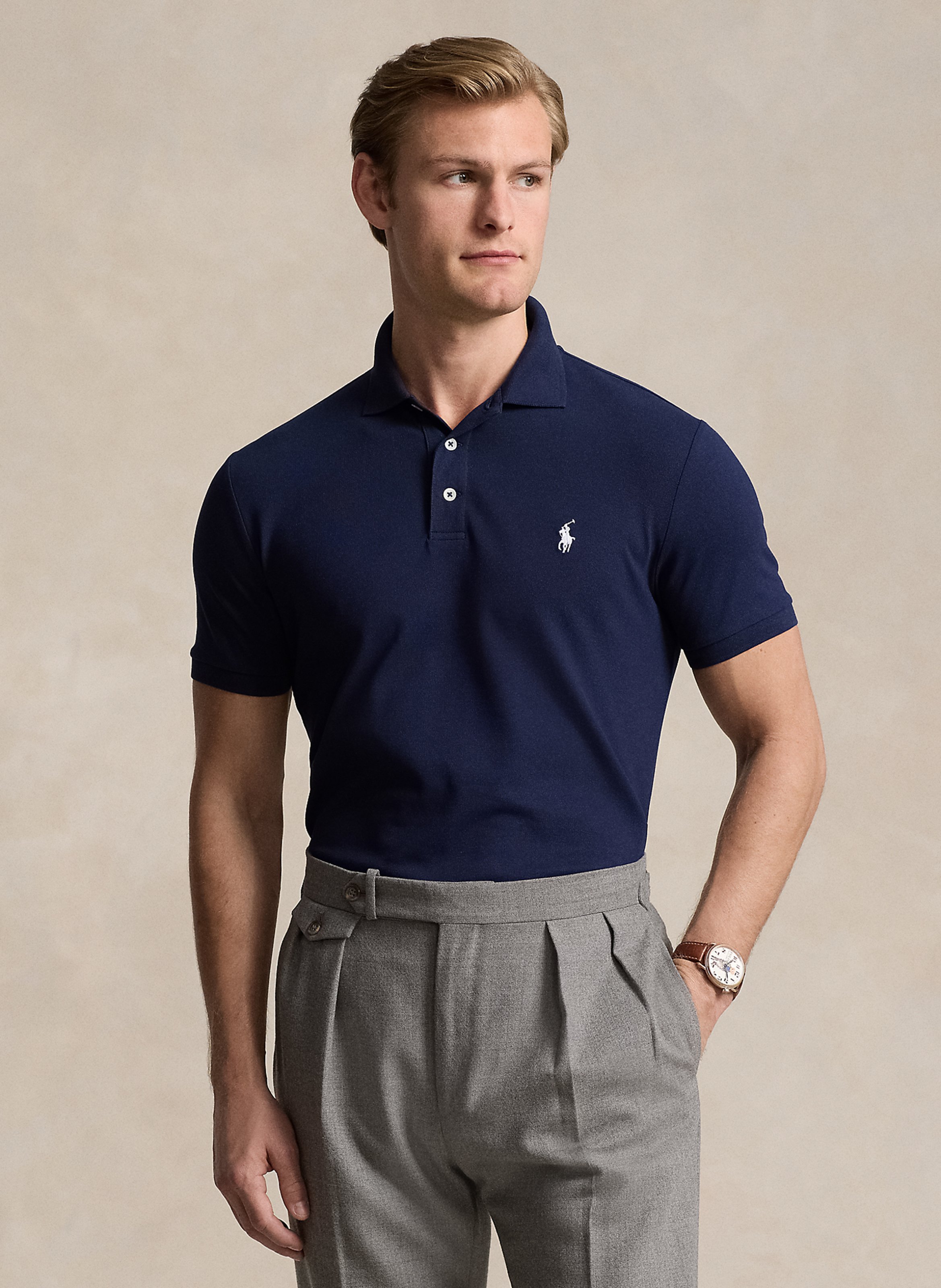 Polo slim-fit en coton mélangé POLO RALPH LAUREN Bleu