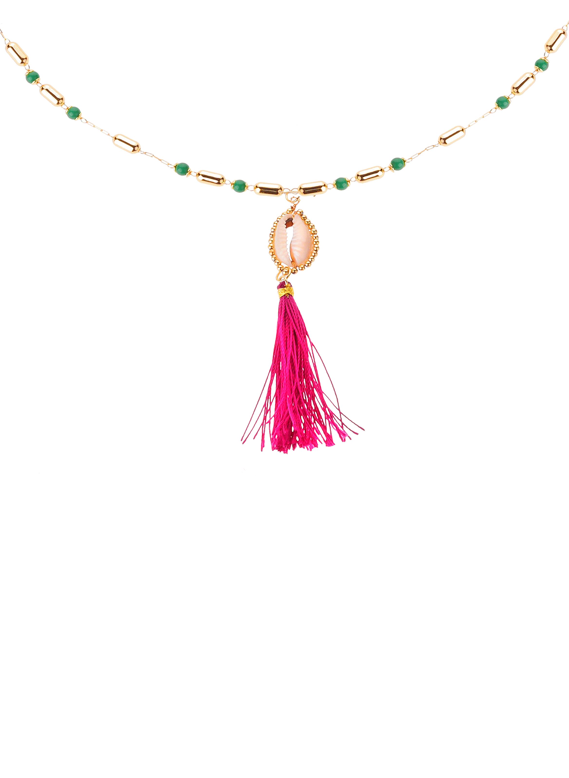 Necklace with beads and tassel pendant HIPANEMA Green