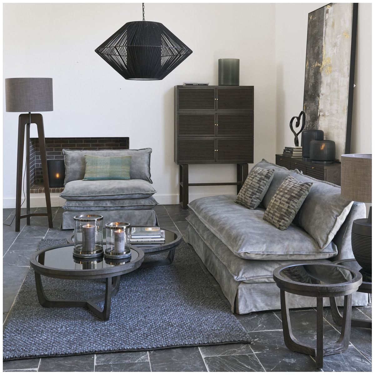 Fauteuil leo velours - gris clair BLANC D'IVOIRE Gris