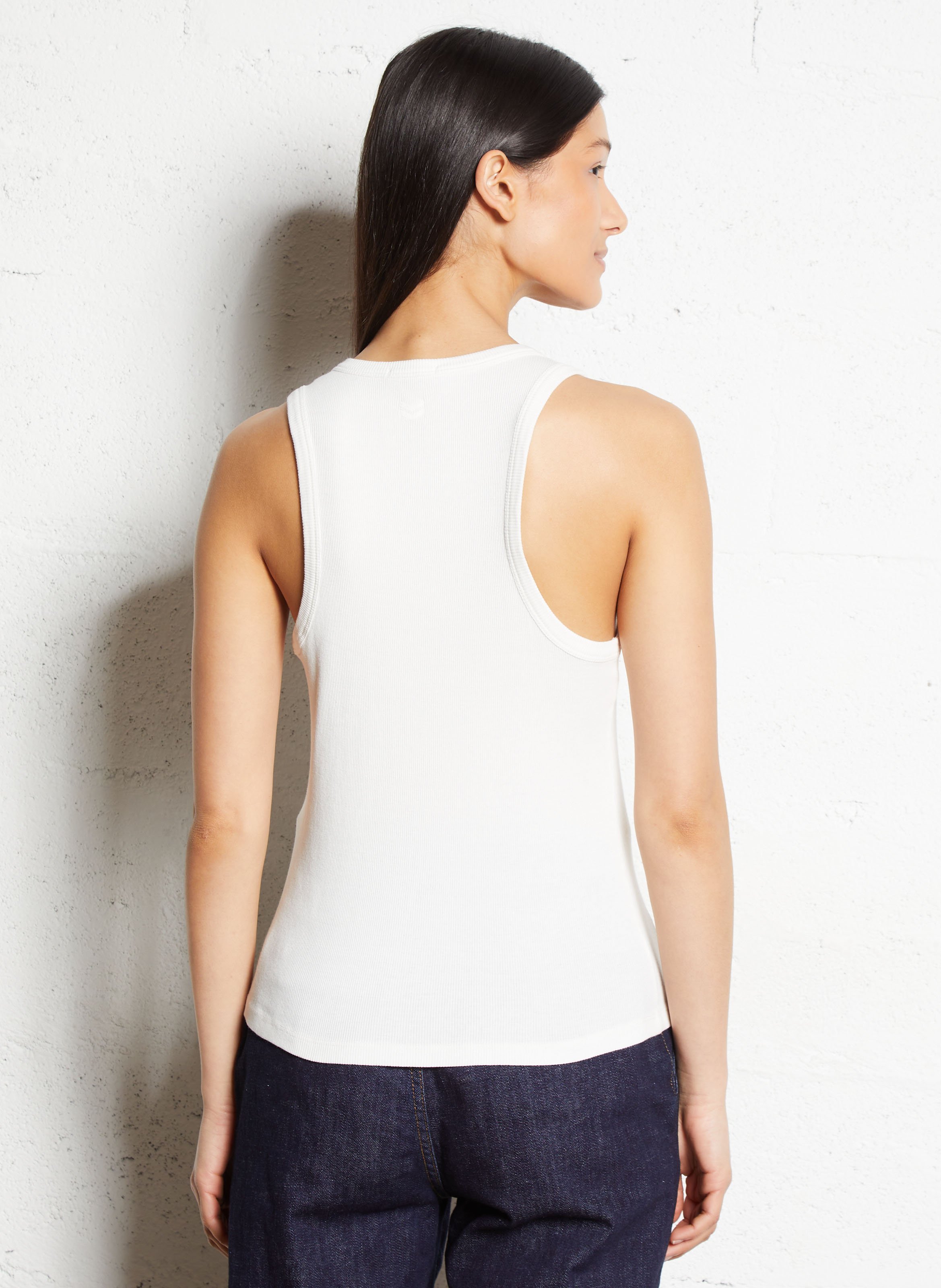 Baumwoll-Tanktop mit Rundhalsausschnitt IKKS Weiss