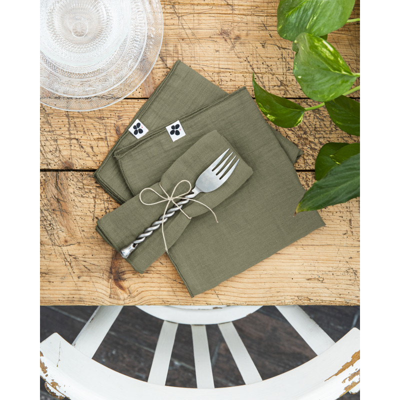 Set of 2 cotton muslin hand towels  Romarin