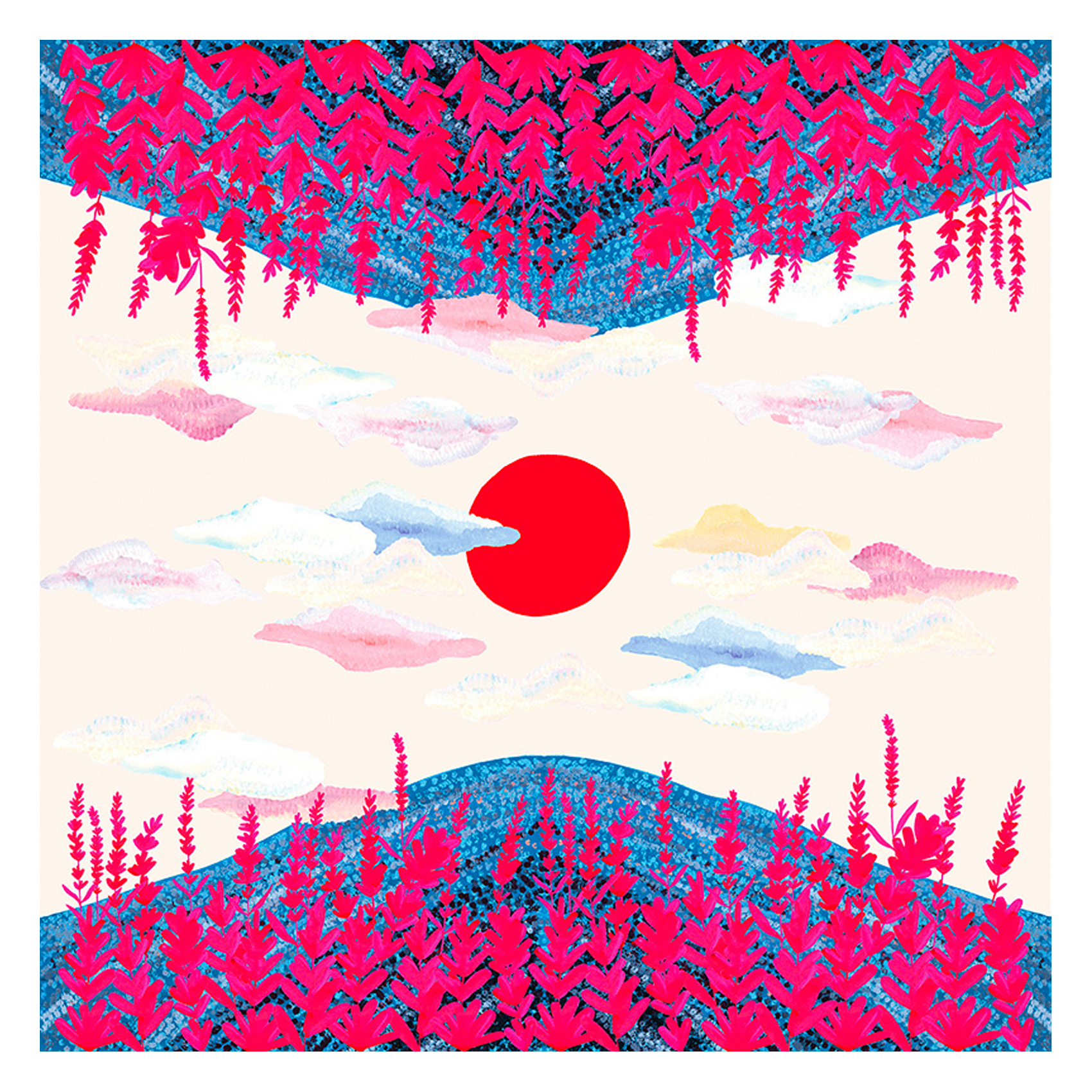 Aclaudie screen-printed silk scarf PETITJEAN PARIS Blue