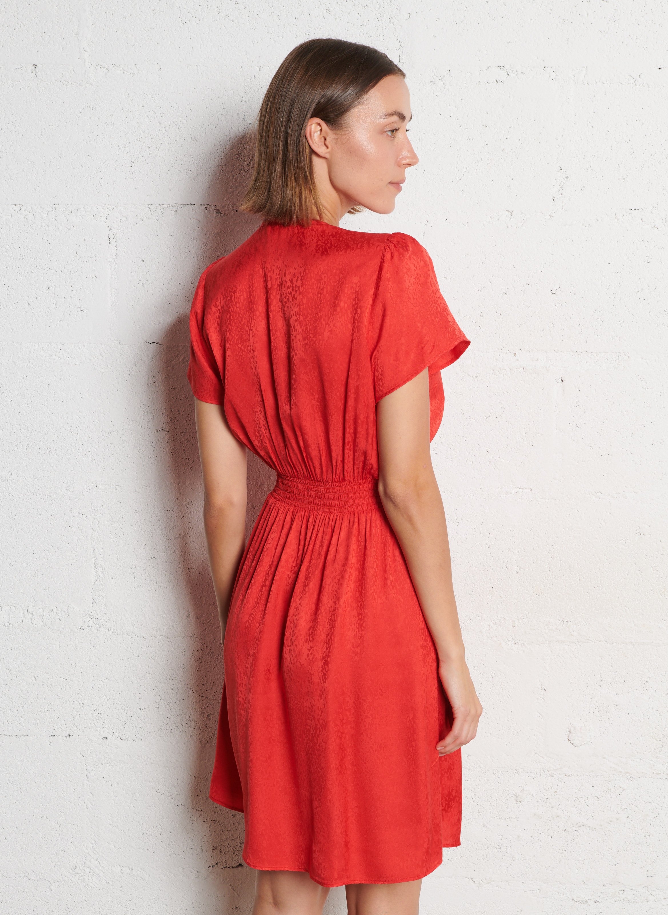 Kurzkleid aus Viskose-Mix IKKS Rot