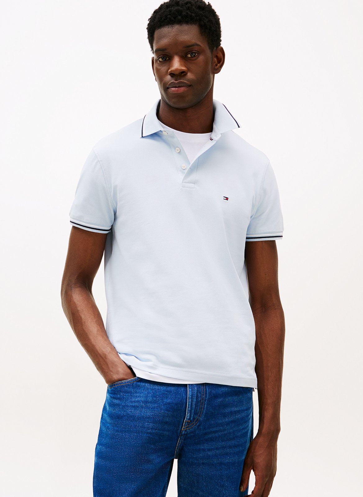 Polo manches courtes en coton TOMMY HILFIGER Bleu