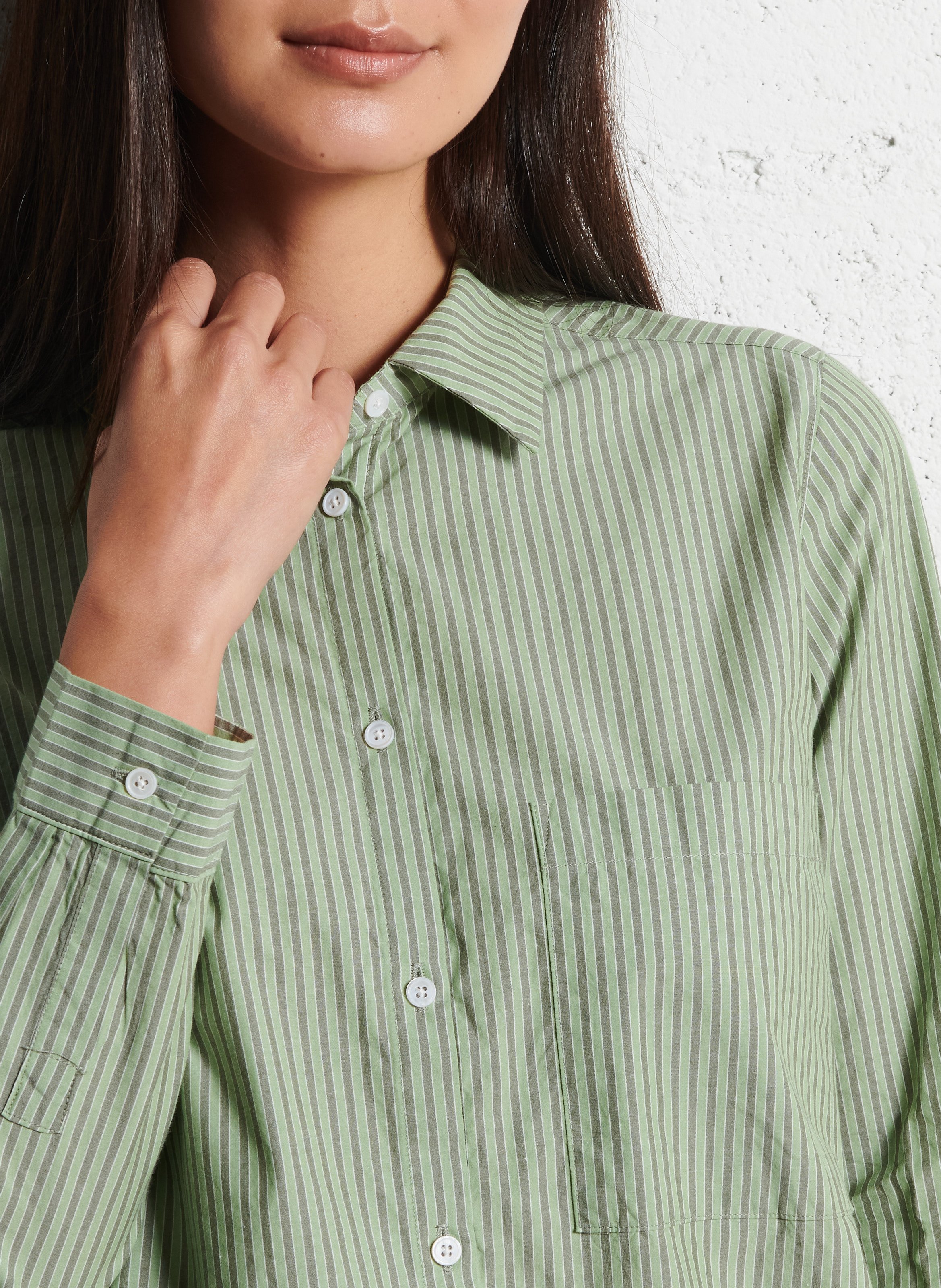 Chemise droite en coton NICE THINGS Kaki