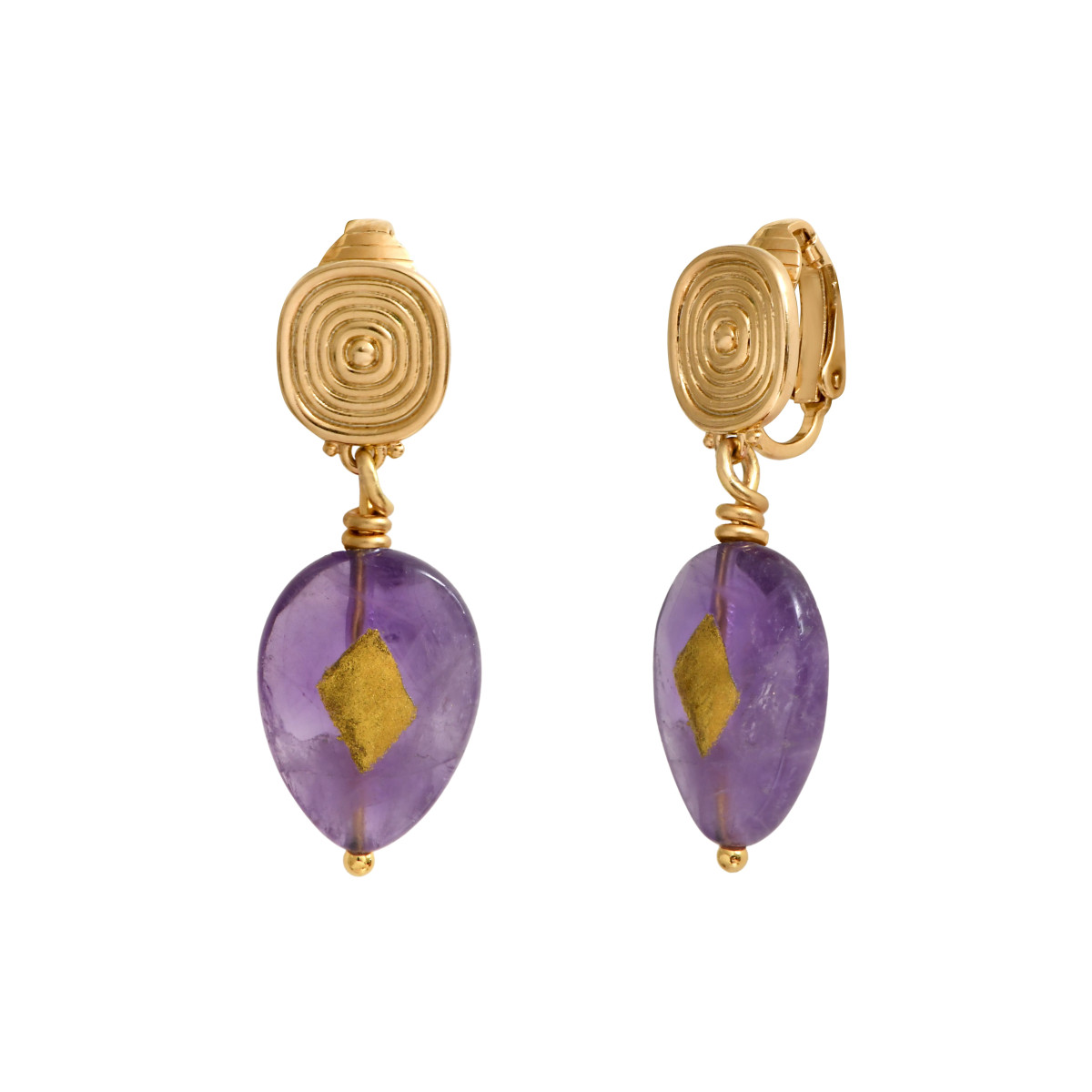 Babylone clip-on earrings amethyst SATELLITE PARIS Purple