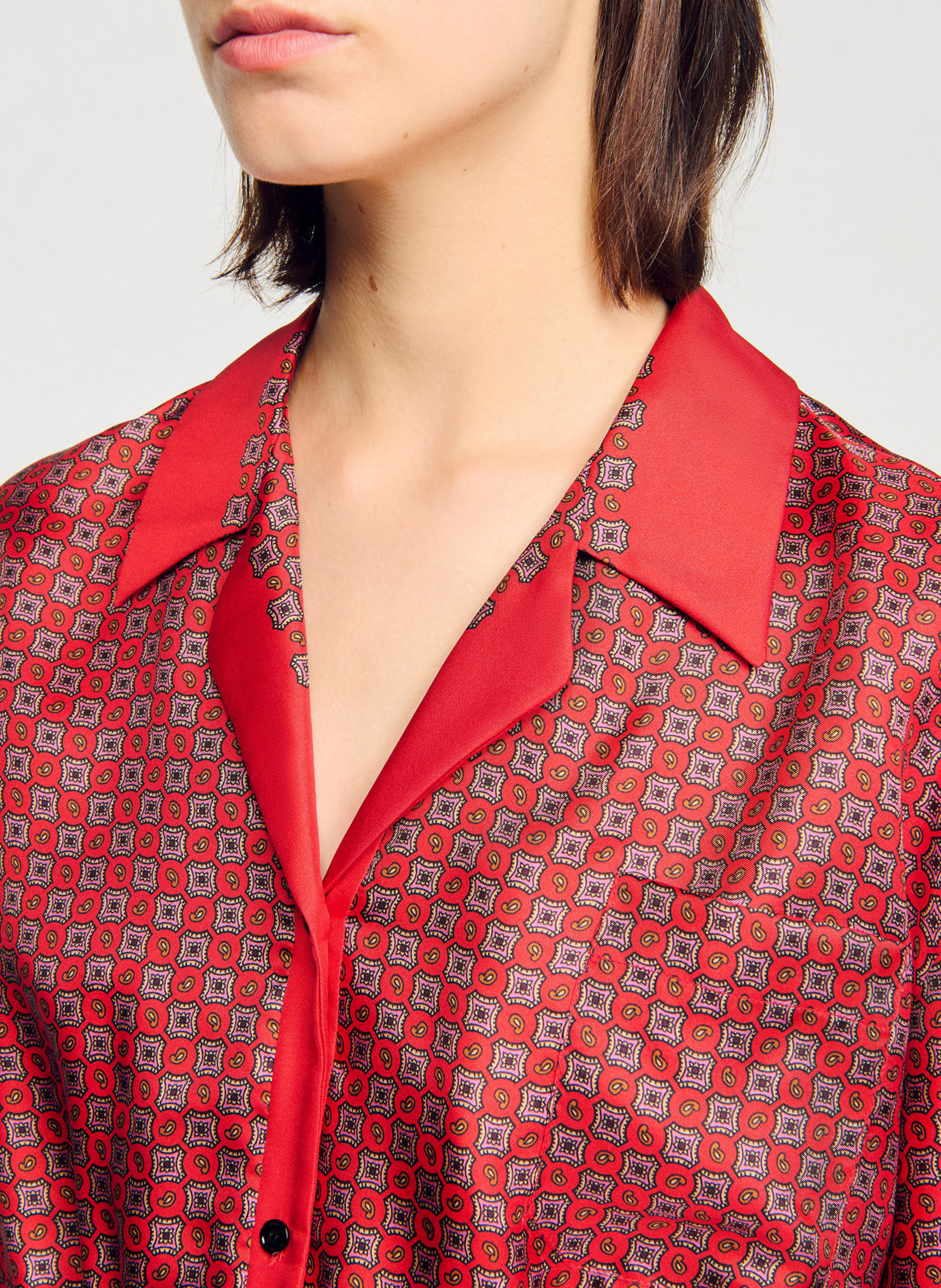 Rechte blouse met print SANDRO Rood