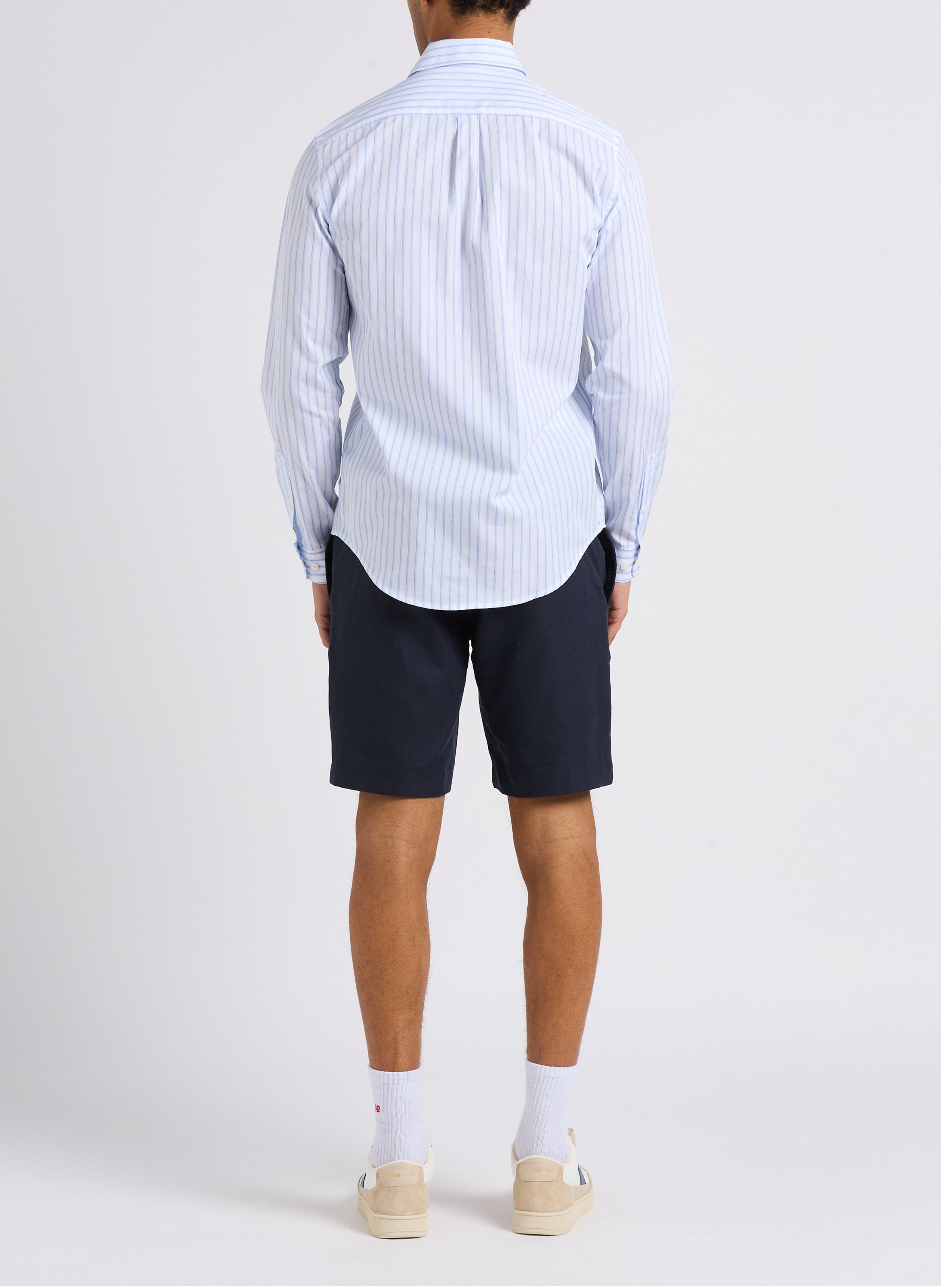 Streifenhemd aus Bio-Baumwolle mit klassischem Kragen Blau