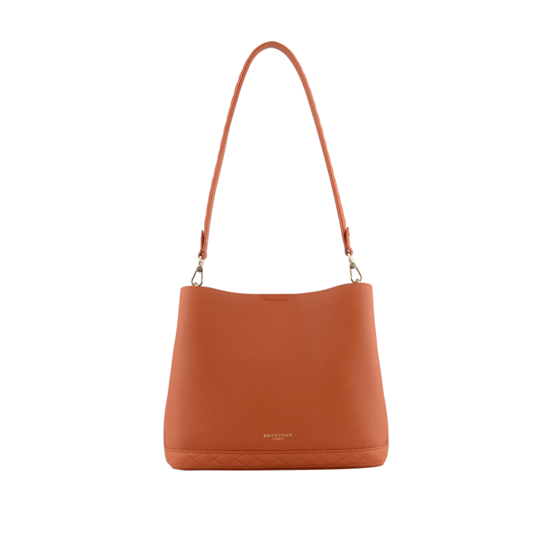 Satchel - cowhide leather POURCHET Orange