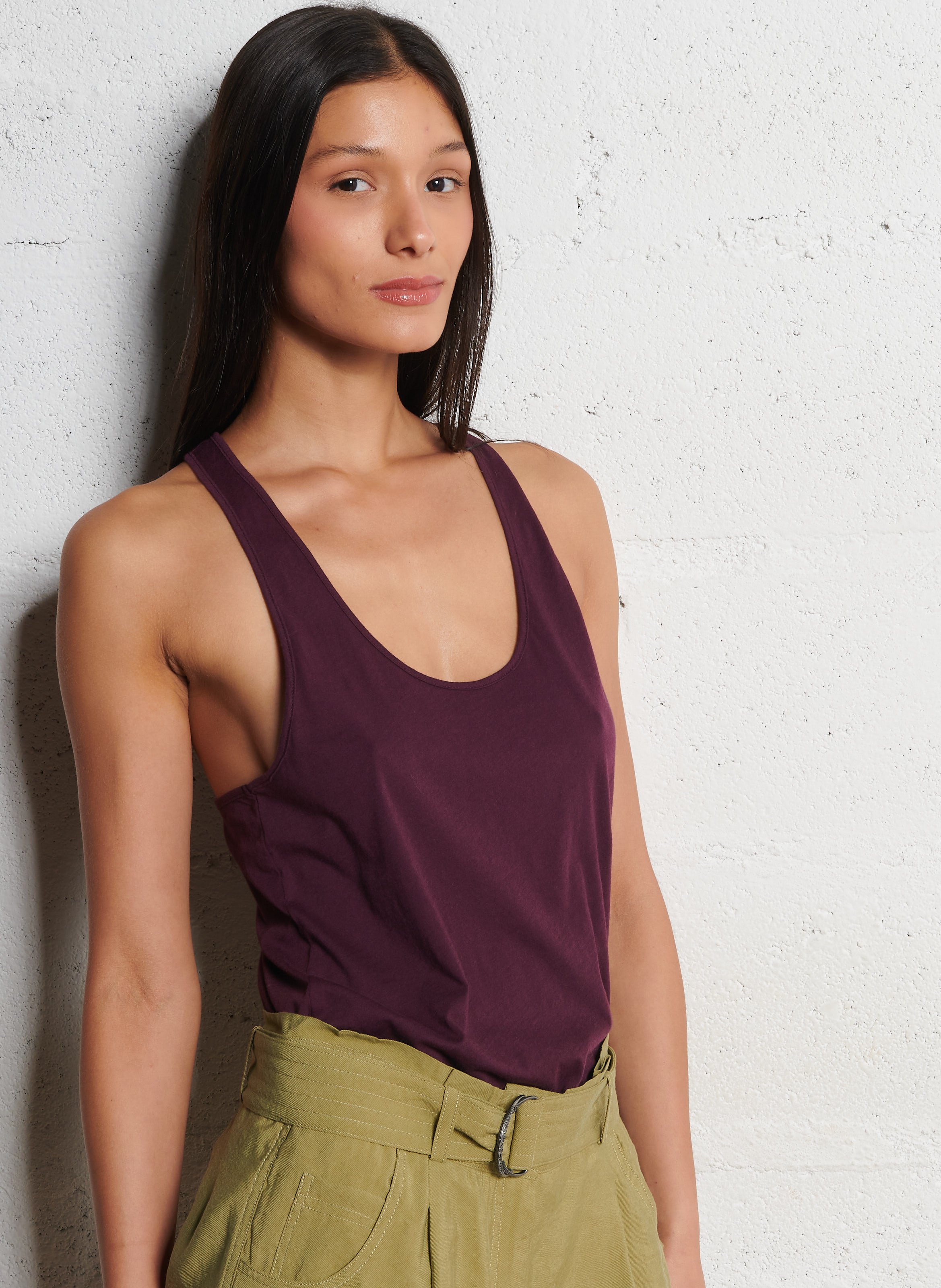 Rechte, katoenen singlet BA&SH Paars